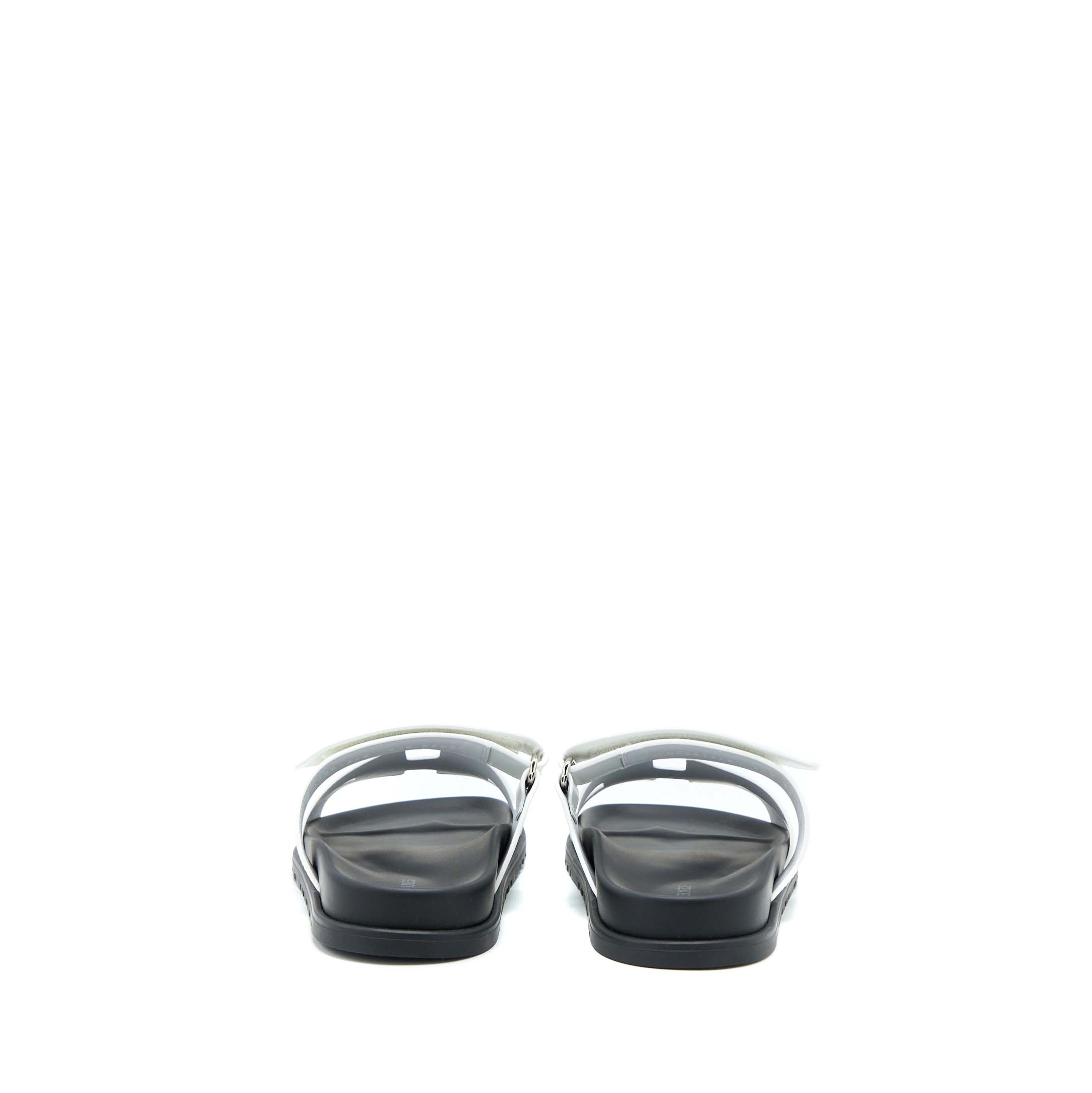 HERMES CHYPRE SANDAL SUEDE WHITE/BLACK SHW