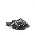 CHANEL LEATHER AND PEARL SANDAL BLACK