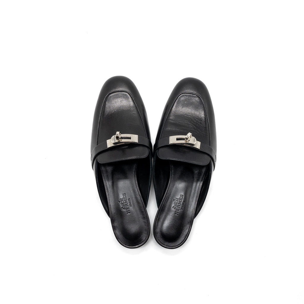 HERMES OZ MULE GOATSKIN BLACK SHW