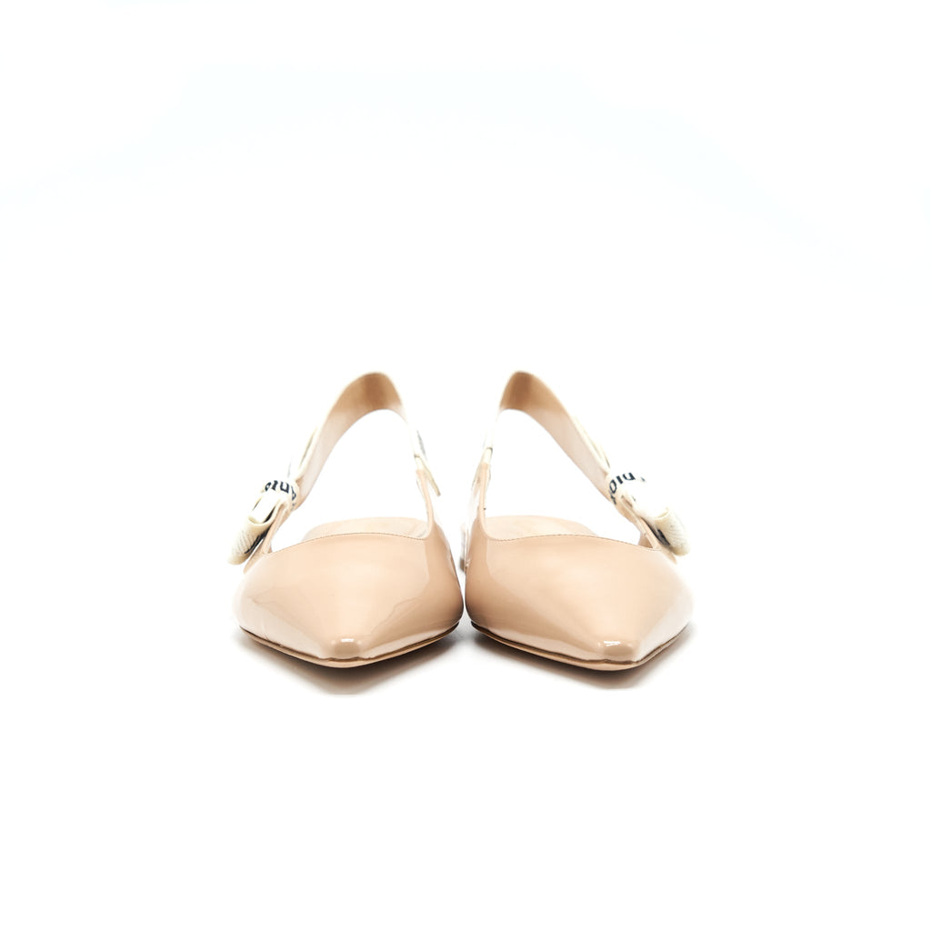 CHRISTIAN DIOR SLINGBACK BALLET FLATS PATENT LEATHER BEIGE