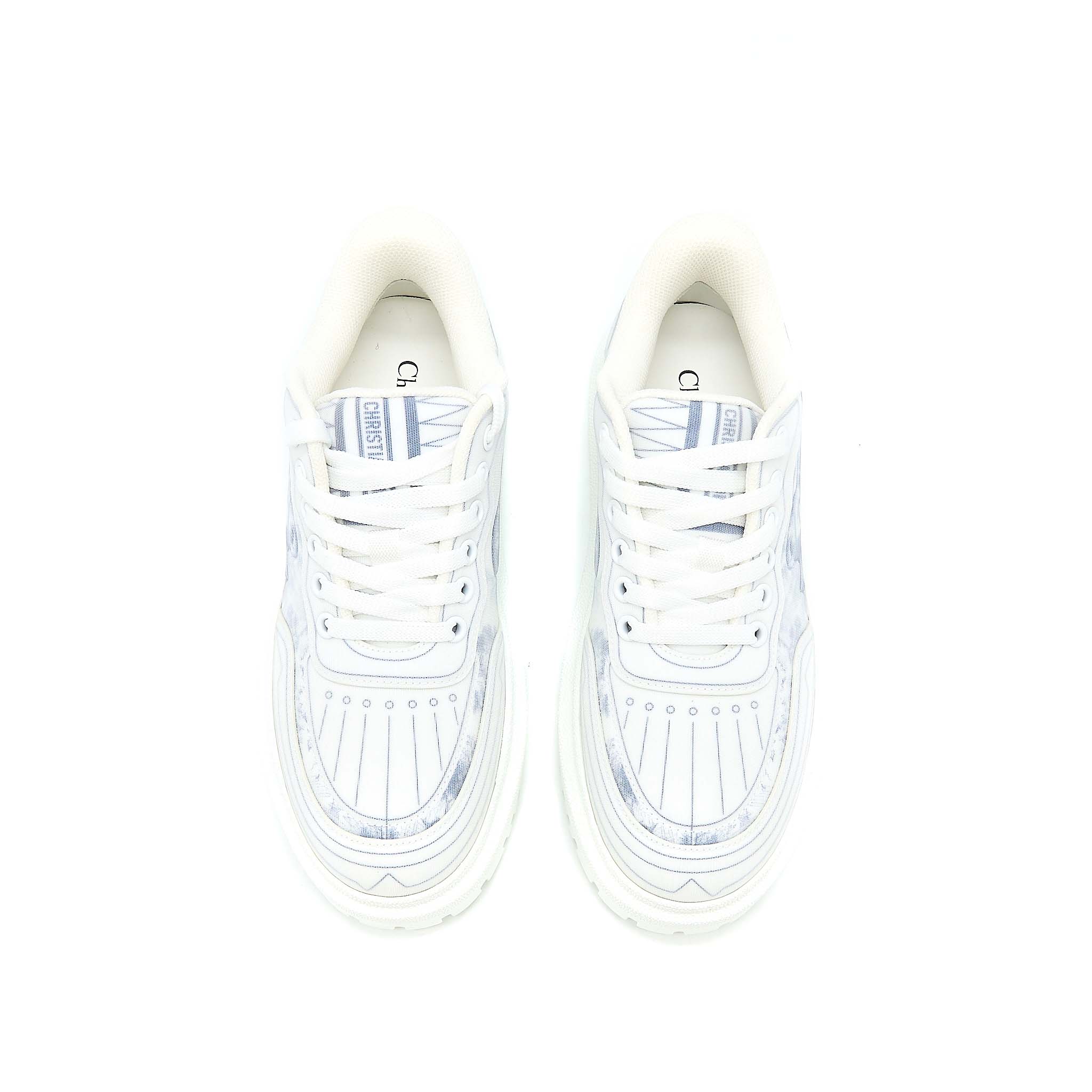 DIOR ADDICT BLUE TOILE DE JOUY TECHNICAL FABRIC LOW TOP SNEAKERS