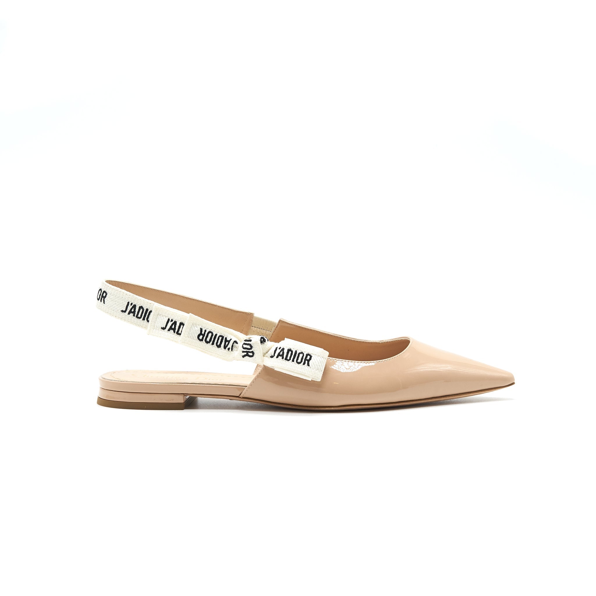 CHRISTIAN DIOR SLINGBACK BALLET FLATS PATENT LEATHER BEIGE