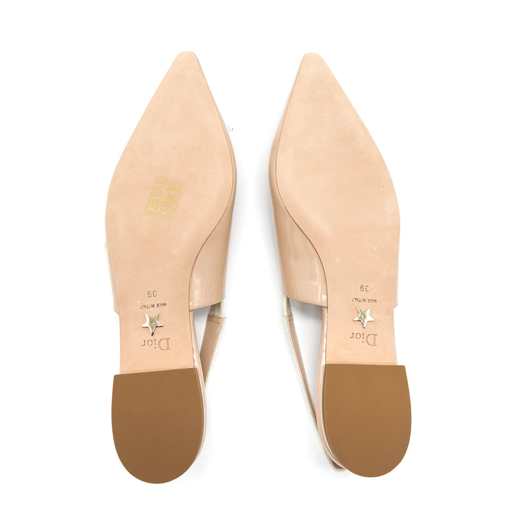 CHRISTIAN DIOR SLINGBACK BALLET FLATS PATENT LEATHER BEIGE