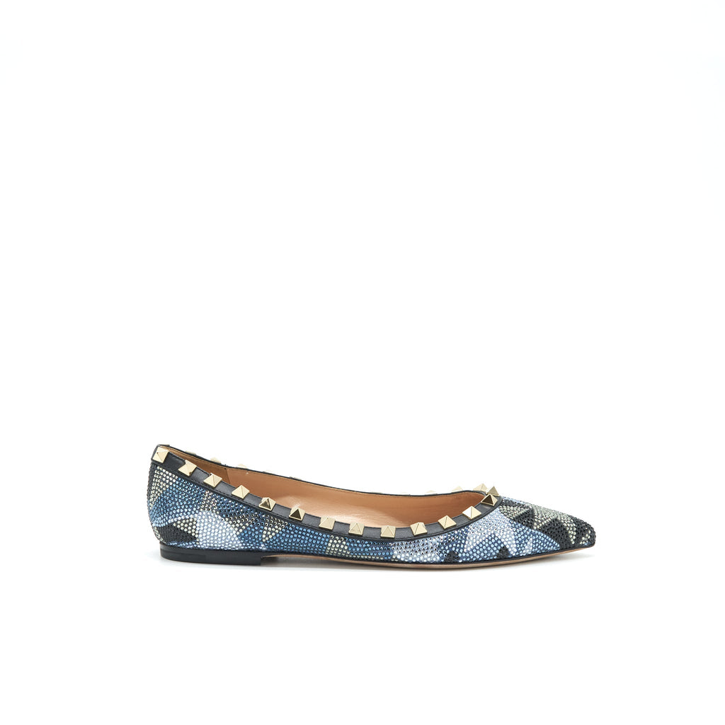 VALENTINO CRYSTAL ROCKSTUD FLAT MULTICOLOURE