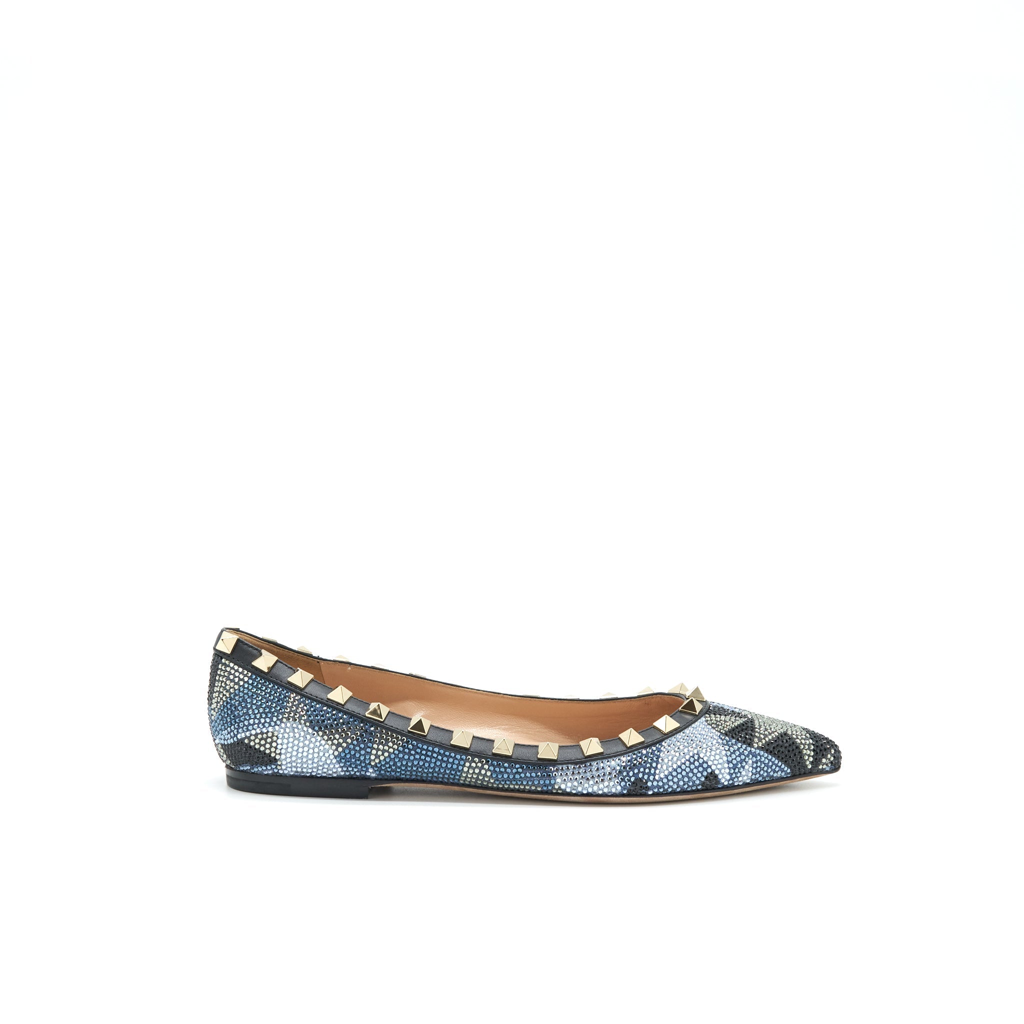 VALENTINO CRYSTAL ROCKSTUD FLAT MULTICOLOURE