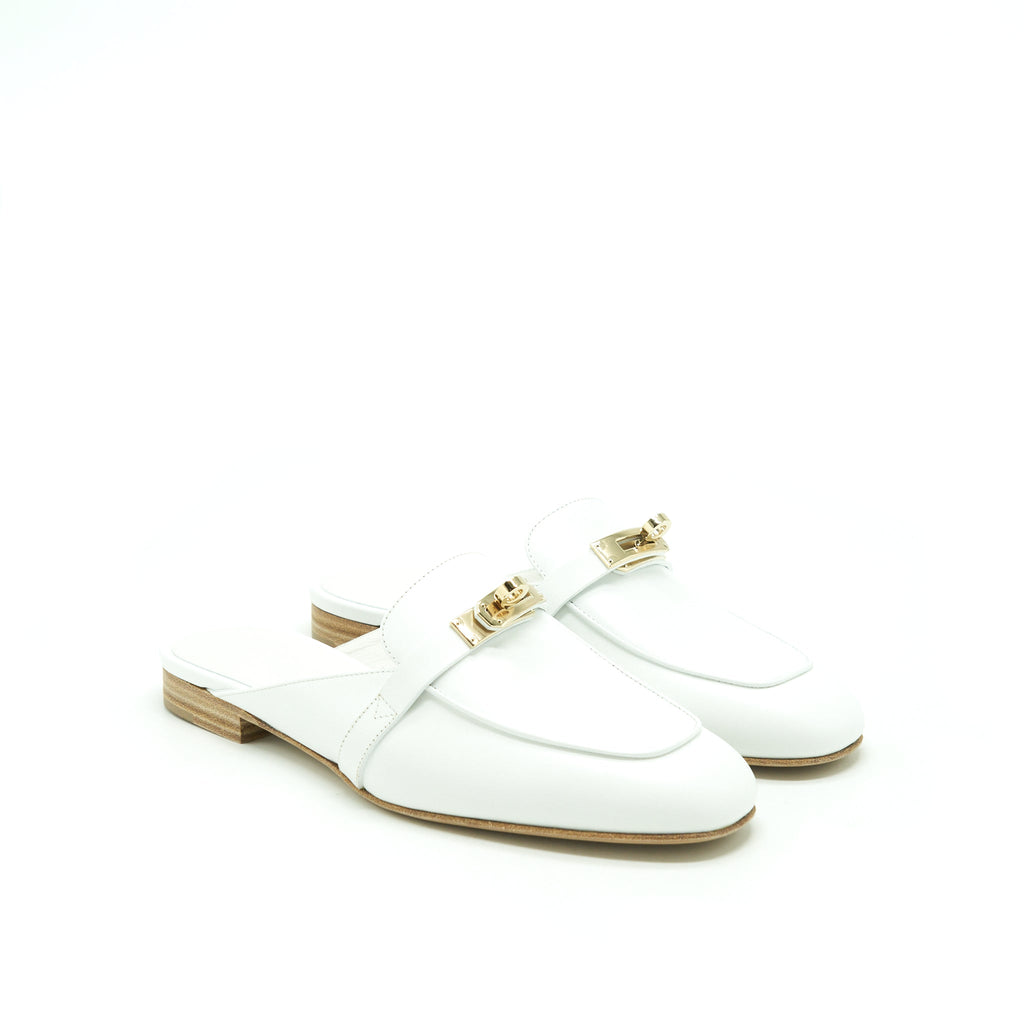HERMES MULE BLANC GHW