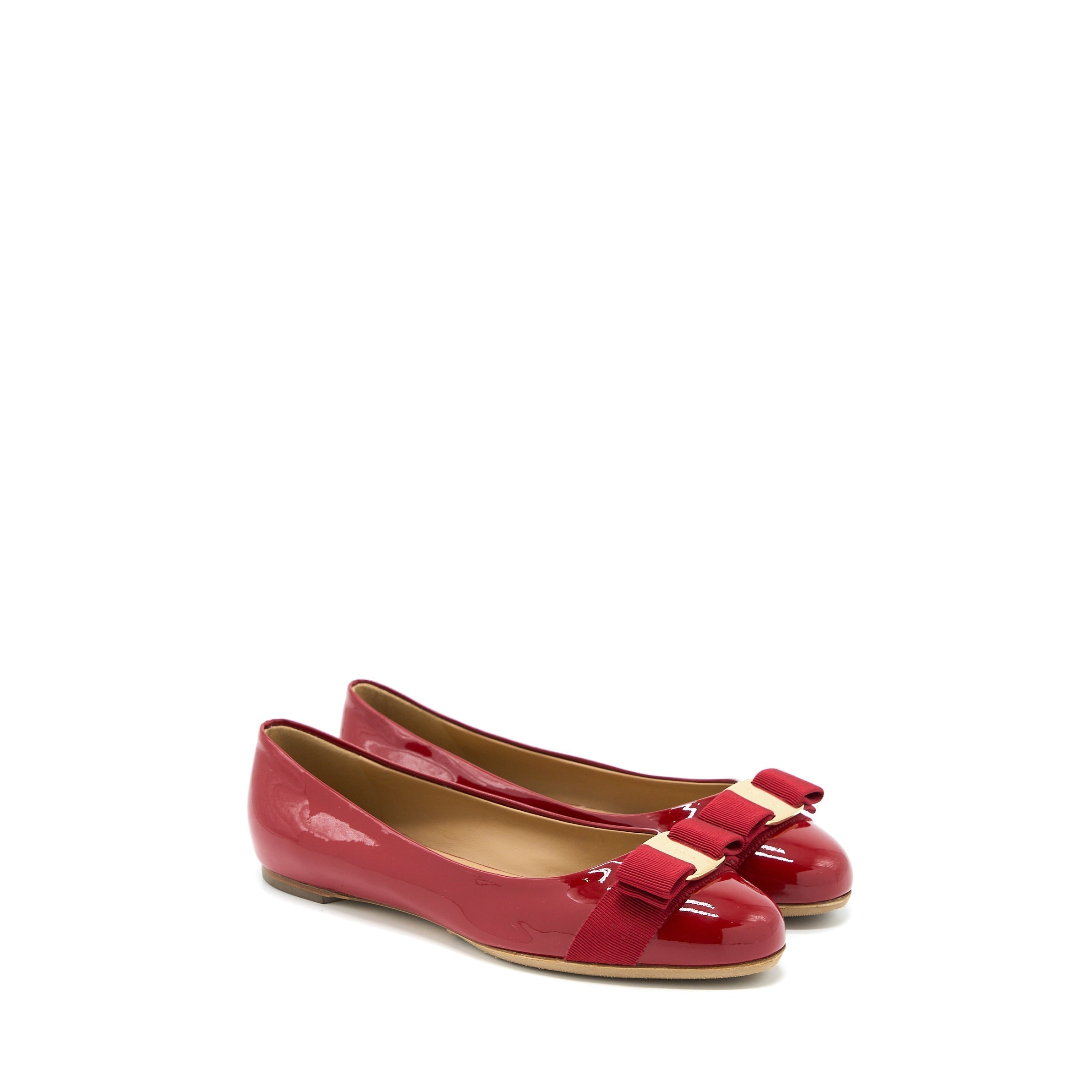 FERRAGAMO 7C VARUNA BALLET FLATS RED