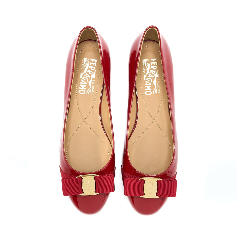 FERRAGAMO 7C VARUNA BALLET FLATS RED