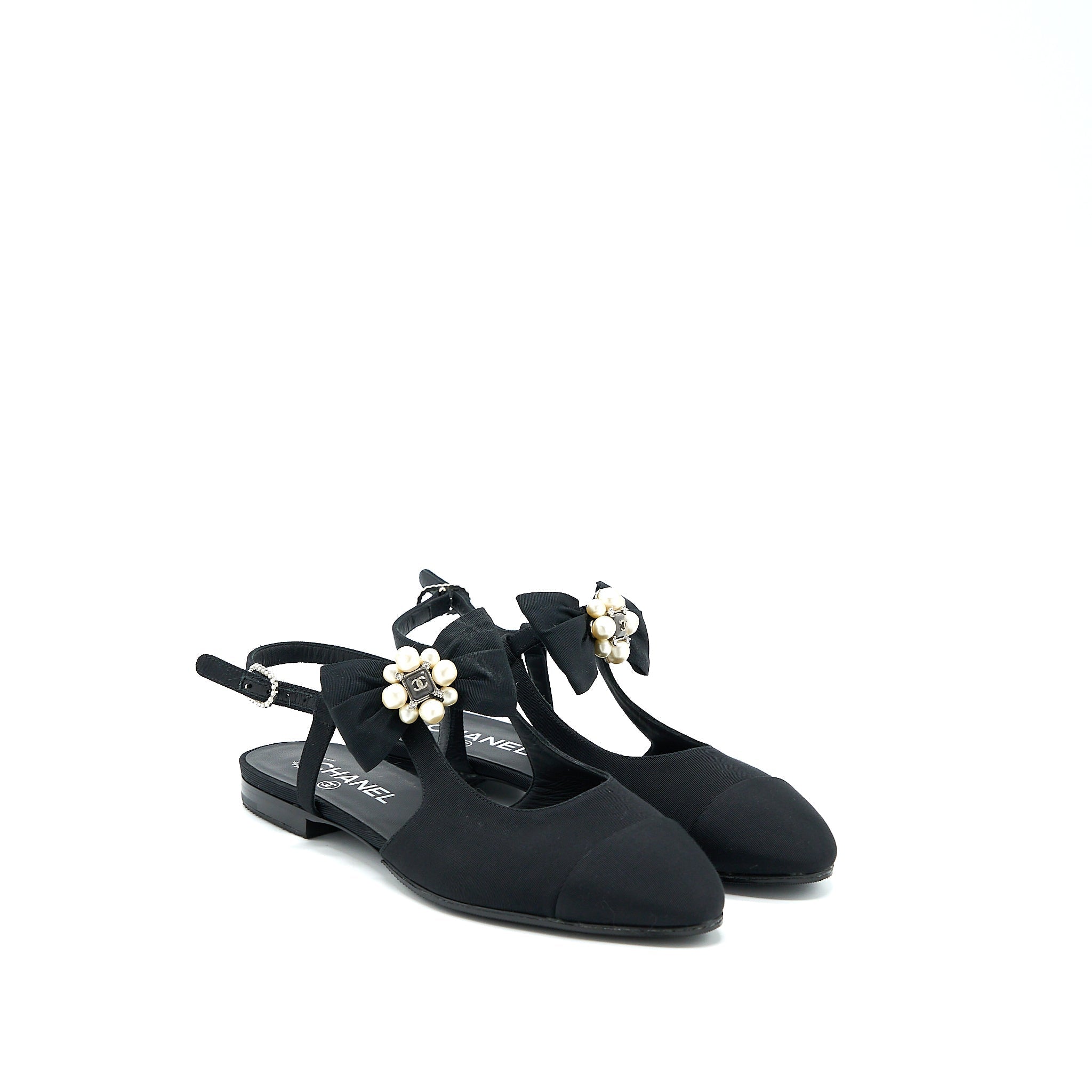 CHANEL SLING BACK WITH RIBBON DESIGN BLACK