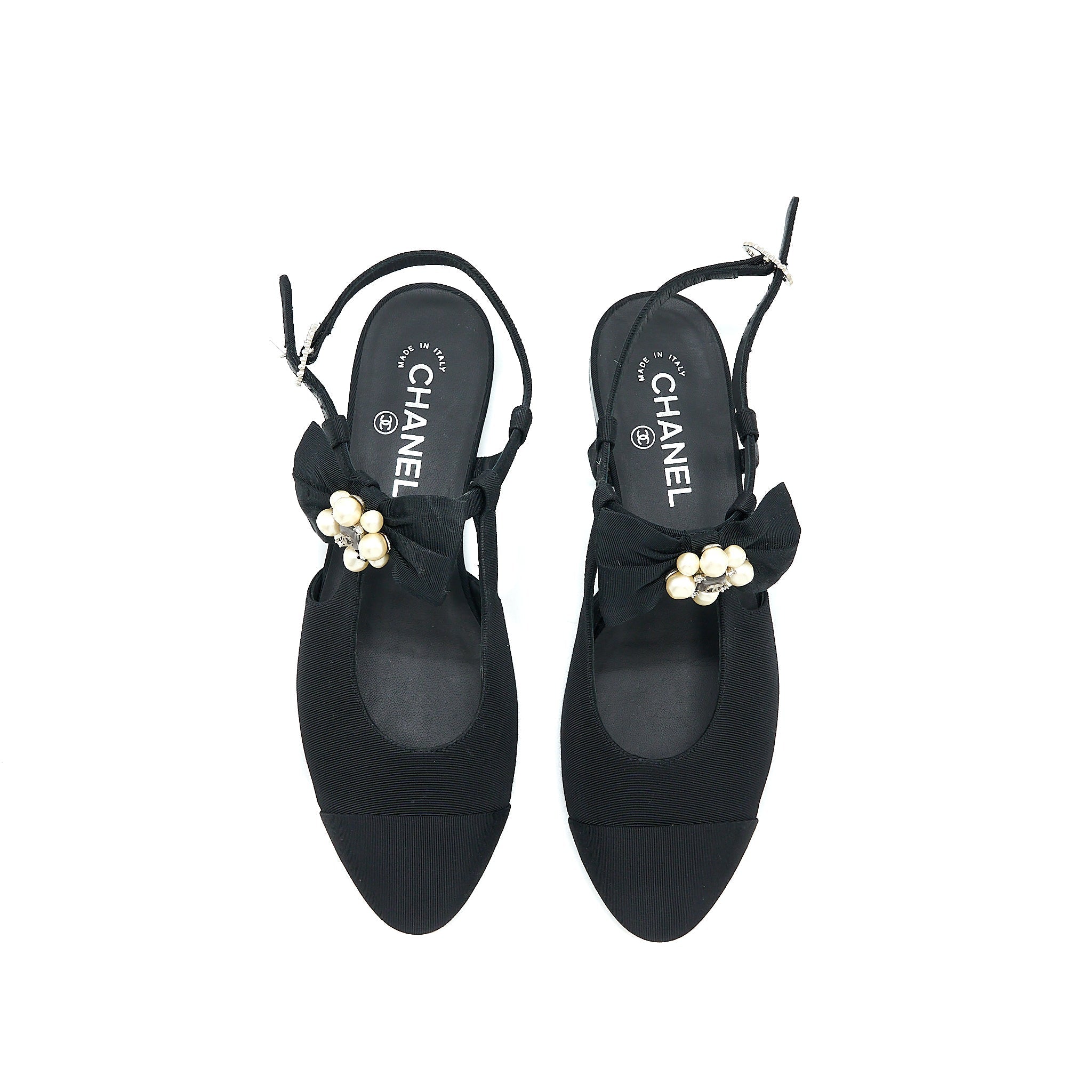 CHANEL SLING BACK WITH RIBBON DESIGN BLACK