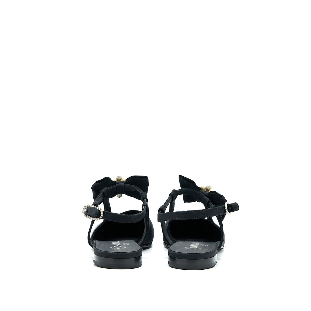 CHANEL SLING BACK WITH RIBBON DESIGN BLACK