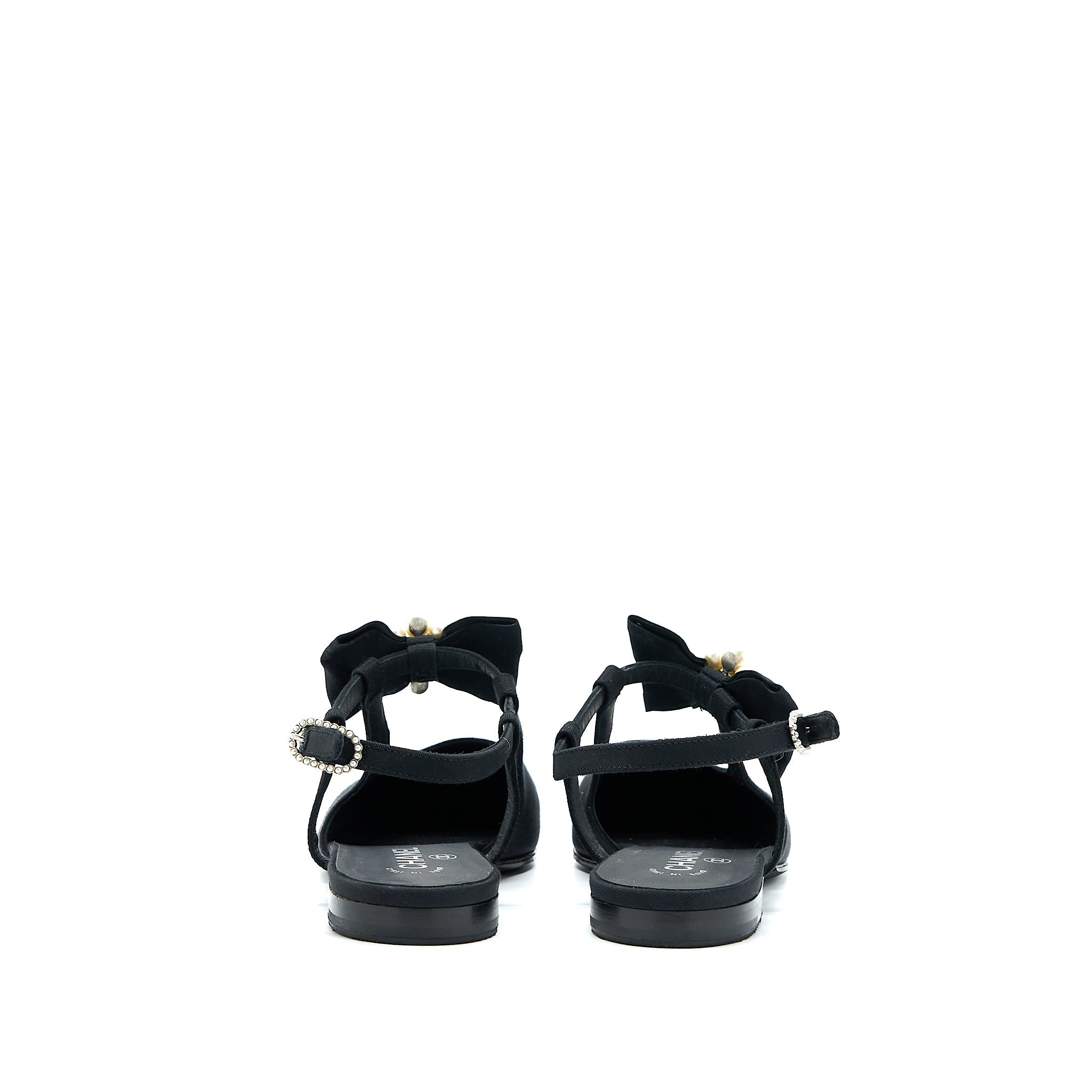 CHANEL SLING BACK WITH RIBBON DESIGN BLACK