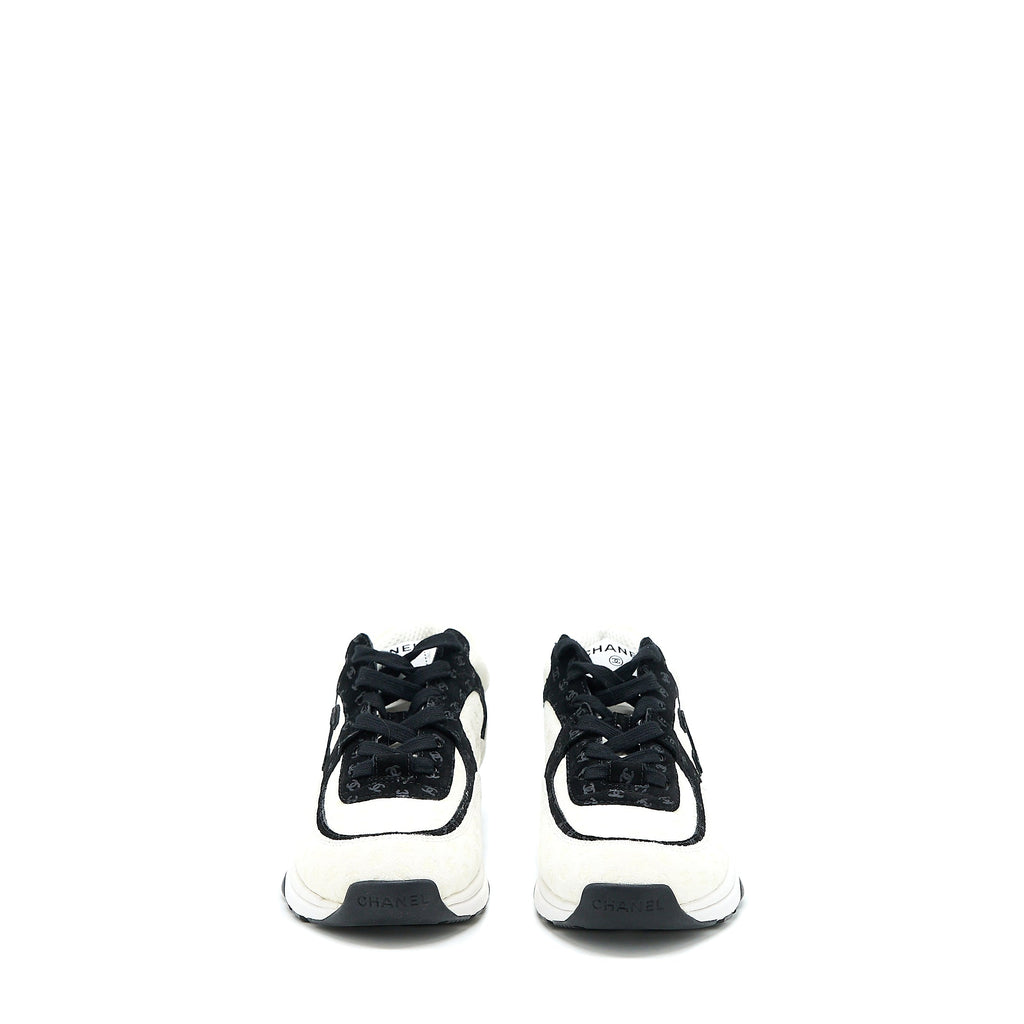 CHANEL 22A TRAINERS PRINTED SUEDE CALFSKIN BLACK/WHITE