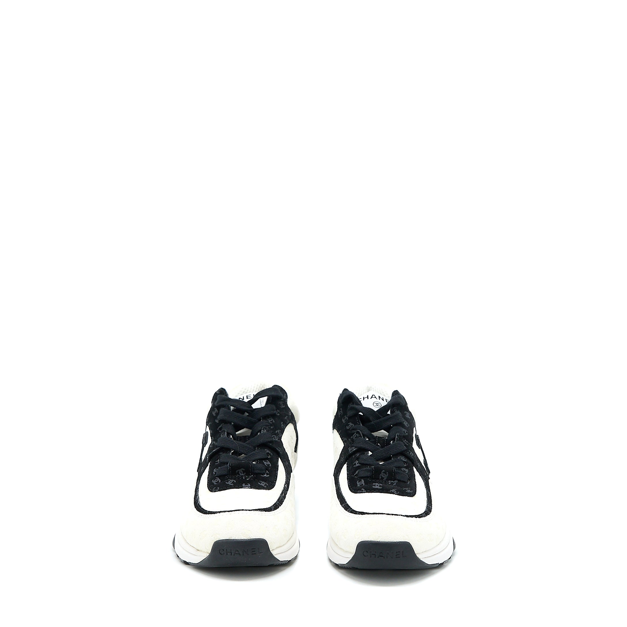 CHANEL 22A TRAINERS PRINTED SUEDE CALFSKIN BLACK/WHITE