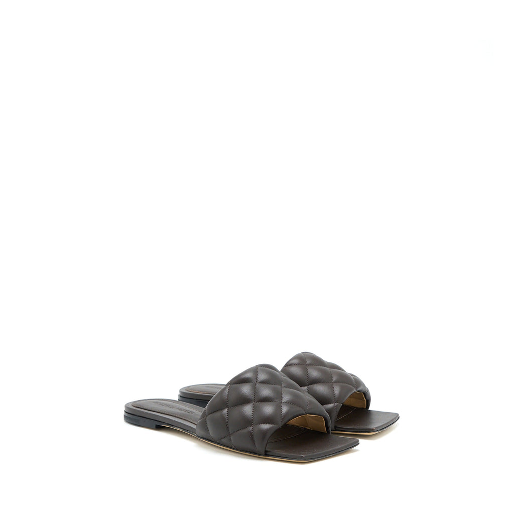 BOTTEGA VENETA PADDED SANDALS LEATHER DARK BROWN