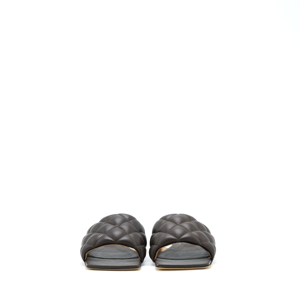 BOTTEGA VENETA PADDED SANDALS LEATHER DARK BROWN
