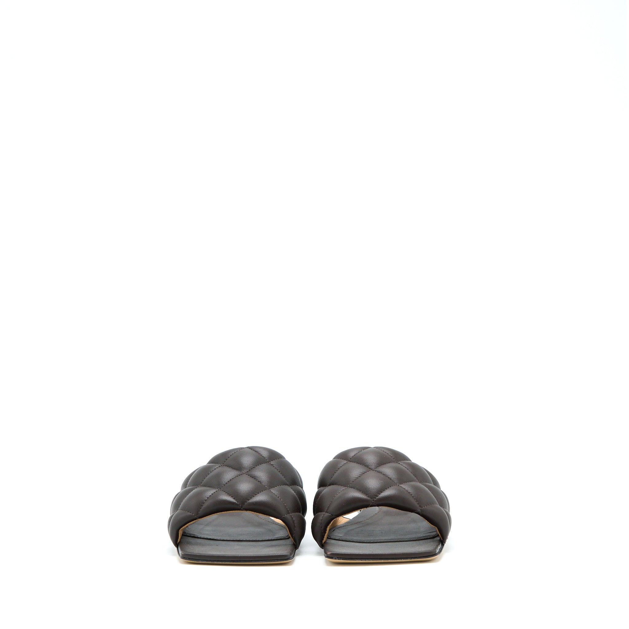 BOTTEGA VENETA PADDED SANDALS LEATHER DARK BROWN