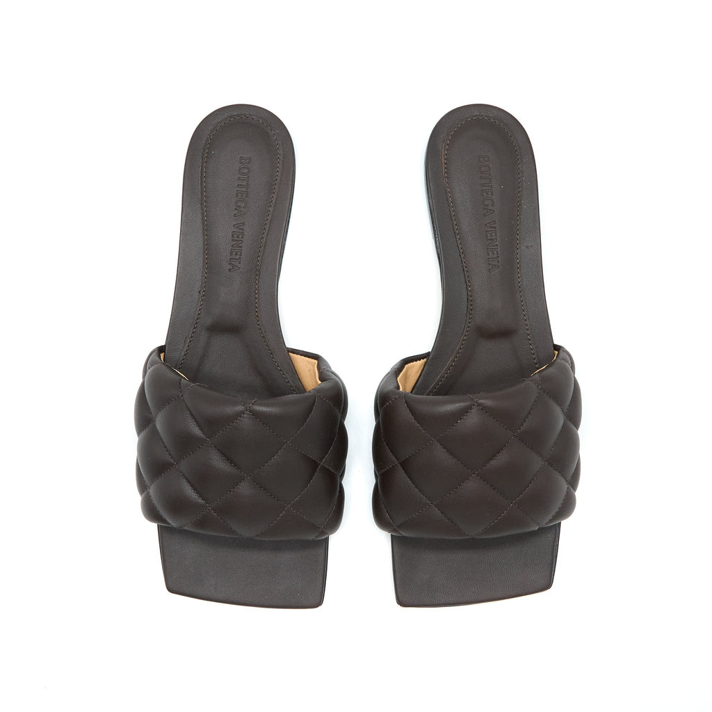 BOTTEGA VENETA PADDED SANDALS LEATHER DARK BROWN