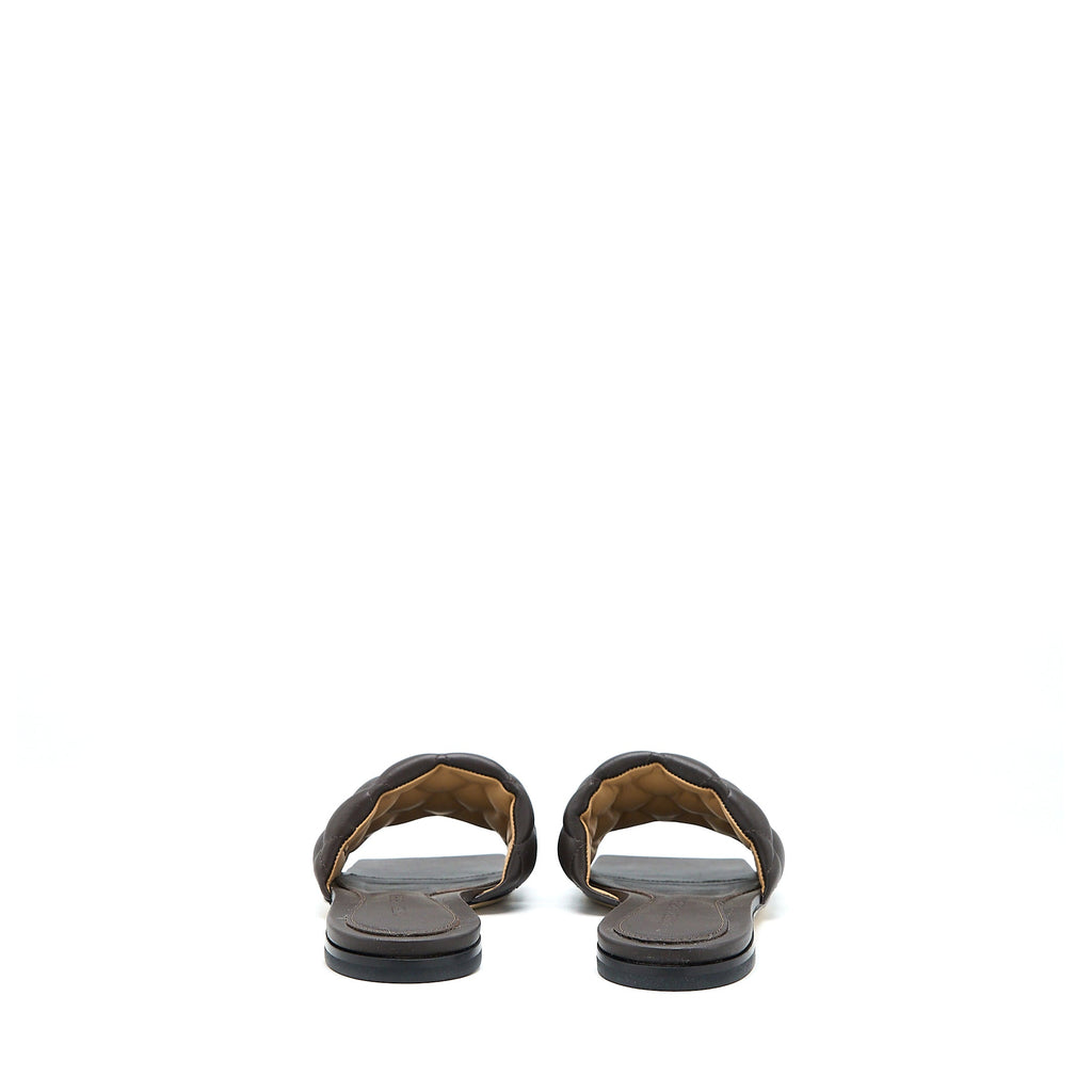 BOTTEGA VENETA PADDED SANDALS LEATHER DARK BROWN