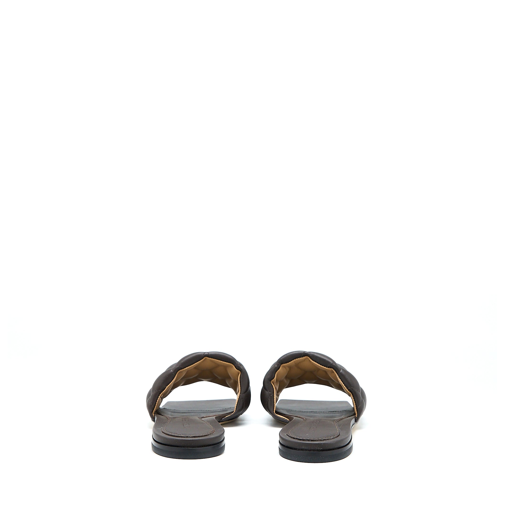 BOTTEGA VENETA PADDED SANDALS LEATHER DARK BROWN