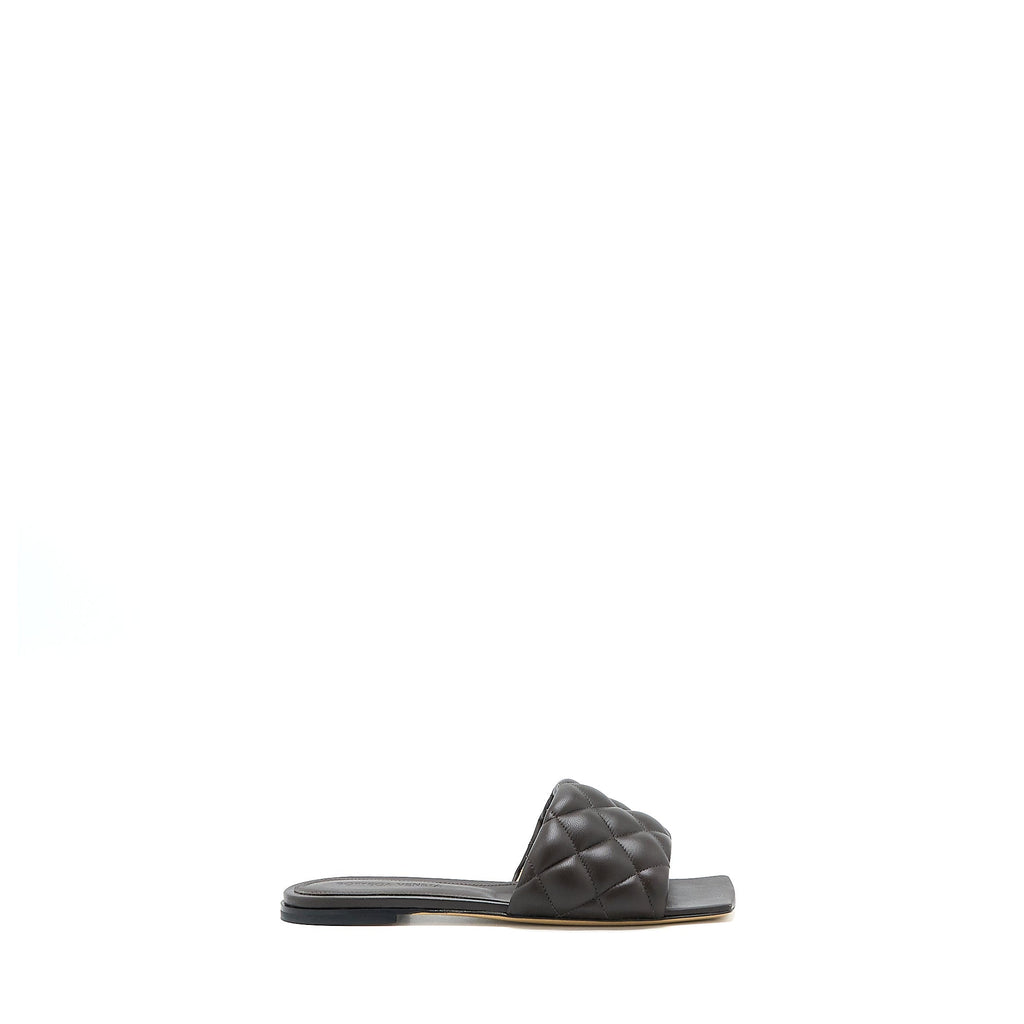 BOTTEGA VENETA PADDED SANDALS LEATHER DARK BROWN