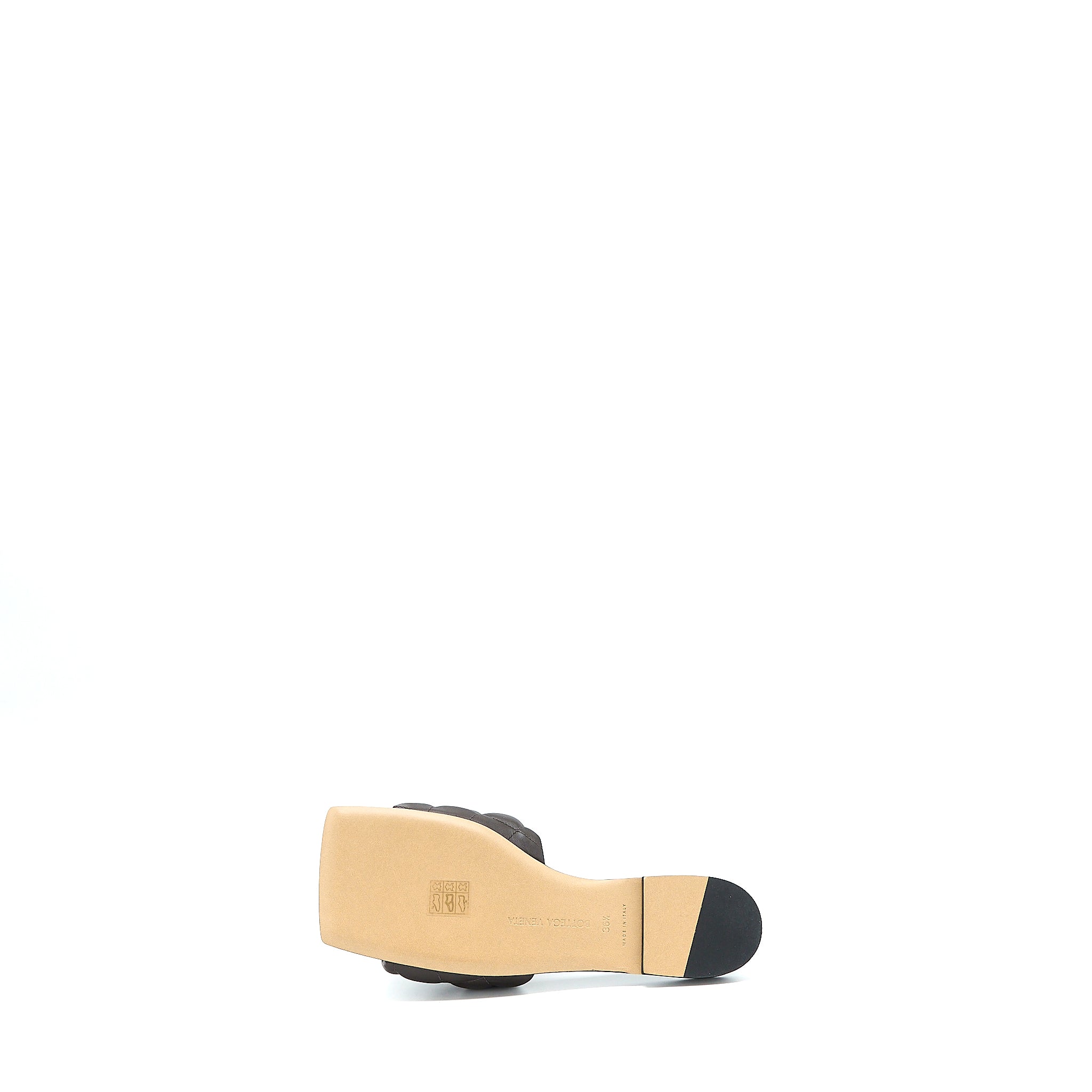 BOTTEGA VENETA PADDED SANDALS LEATHER DARK BROWN