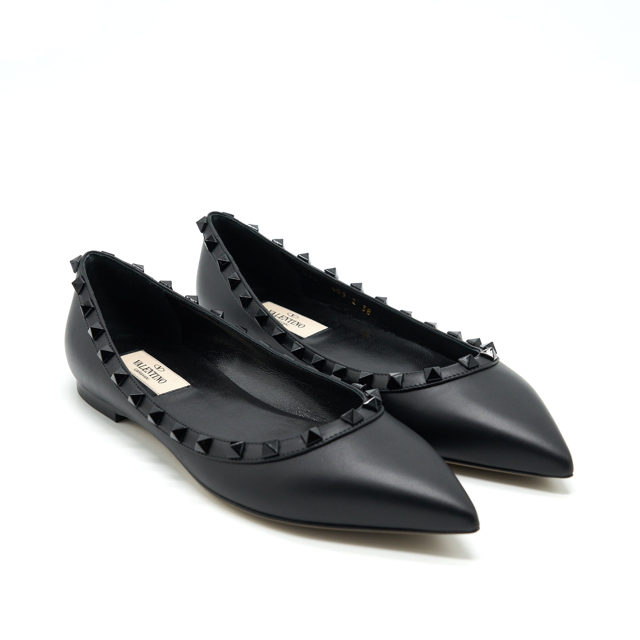 VALENTINO GARAVANI ROCKSTUD FLAT SHOES BLACK
