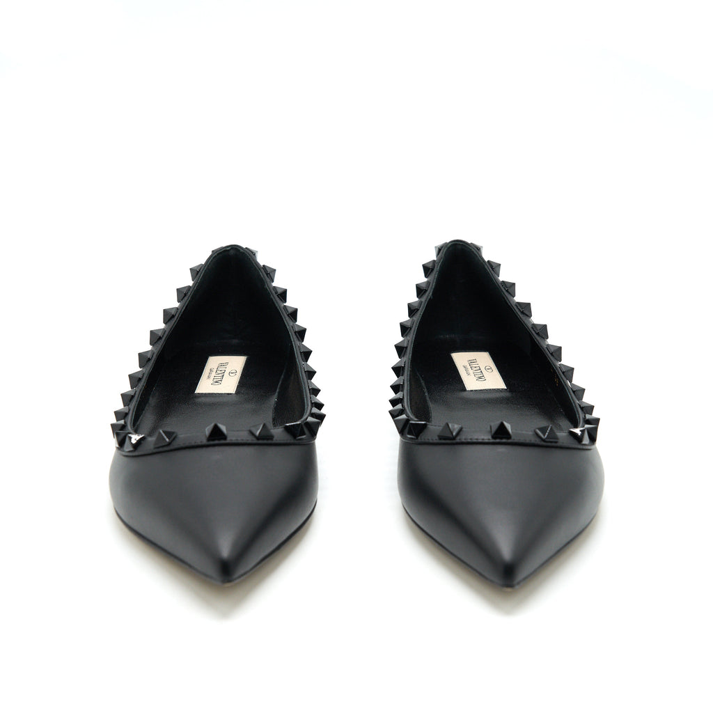 VALENTINO GARAVANI ROCKSTUD FLAT SHOES BLACK