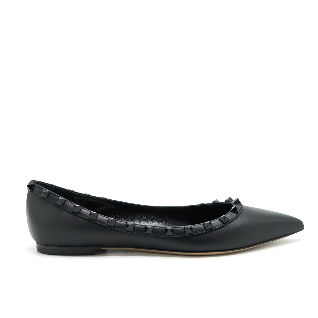 VALENTINO GARAVANI ROCKSTUD FLAT SHOES BLACK