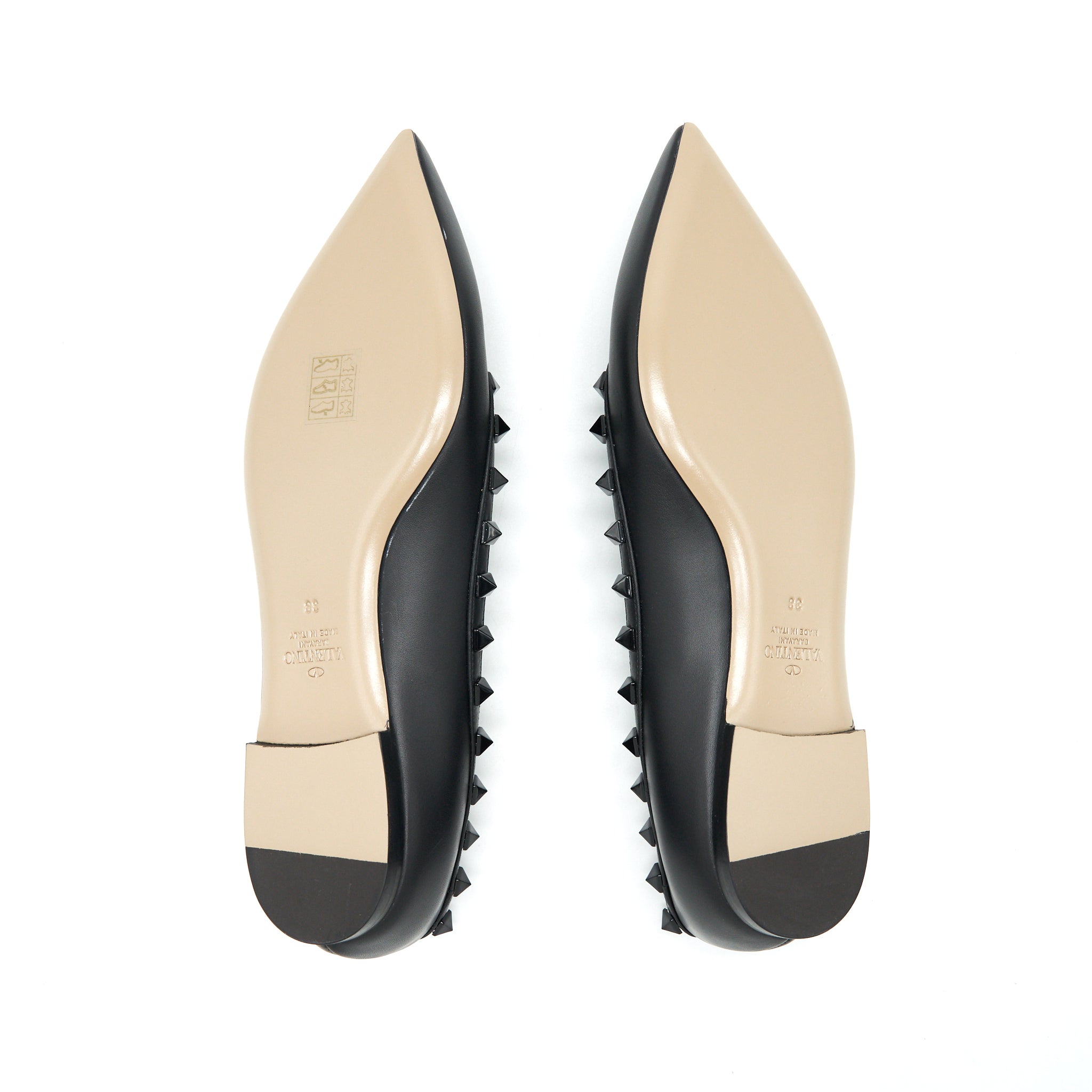 VALENTINO GARAVANI ROCKSTUD FLAT SHOES BLACK