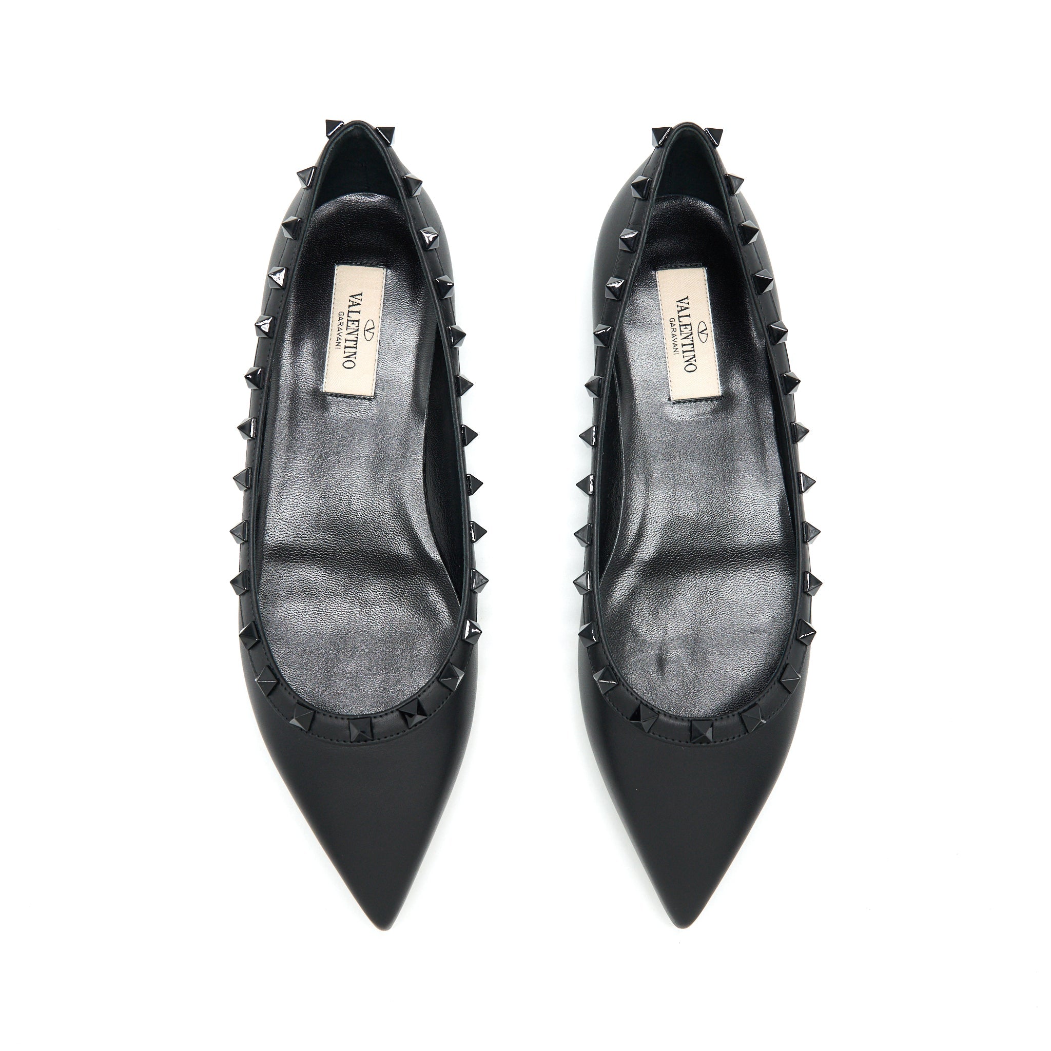 VALENTINO GARAVANI ROCKSTUD FLAT SHOES BLACK