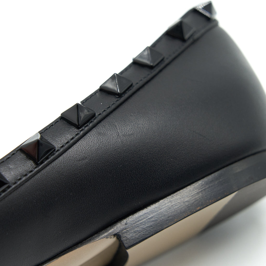 VALENTINO GARAVANI ROCKSTUD FLAT SHOES BLACK