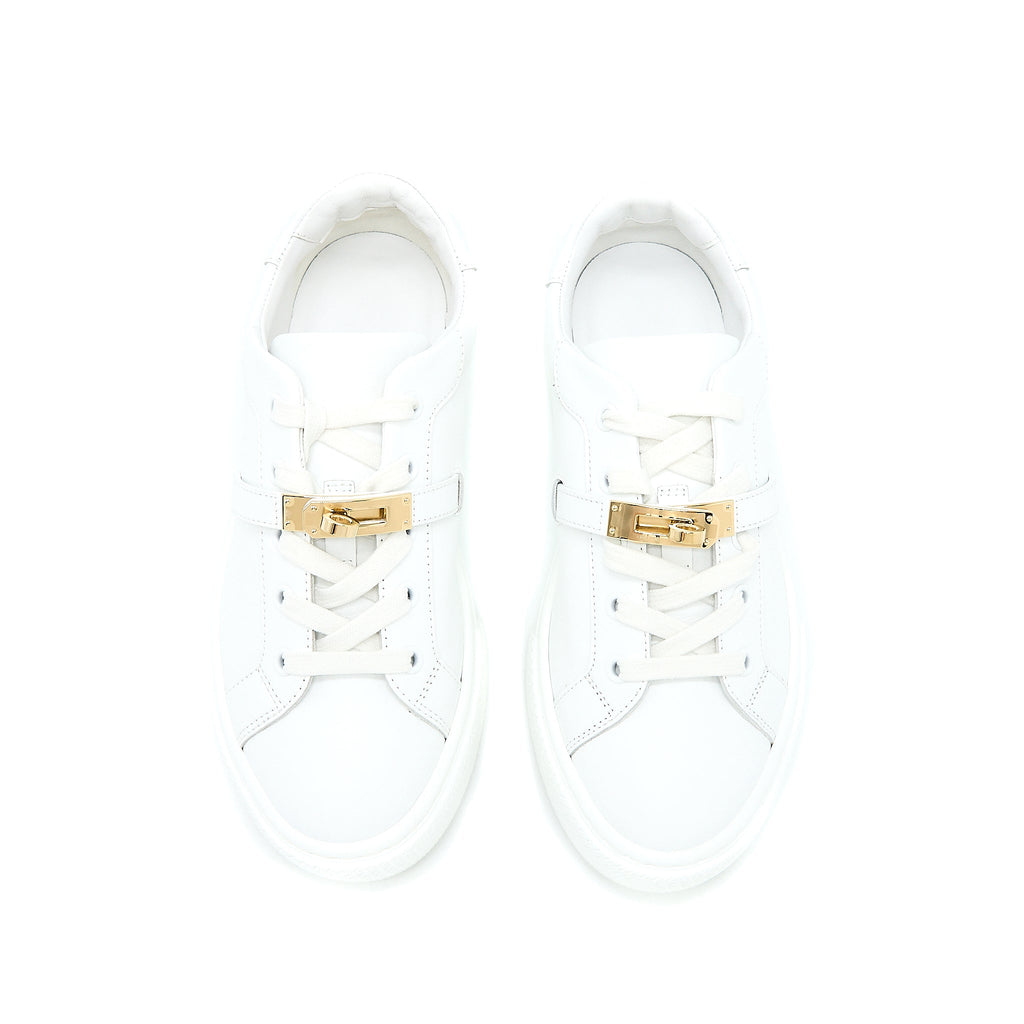 HERMES FEMME DAY SNEAKER CALFSKIN WHITE GHW