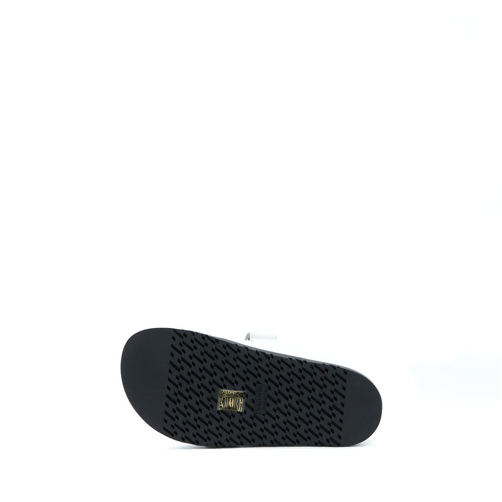 HERMES CHYPRE SANDAL CALFSKIN WHITE/BLACK
