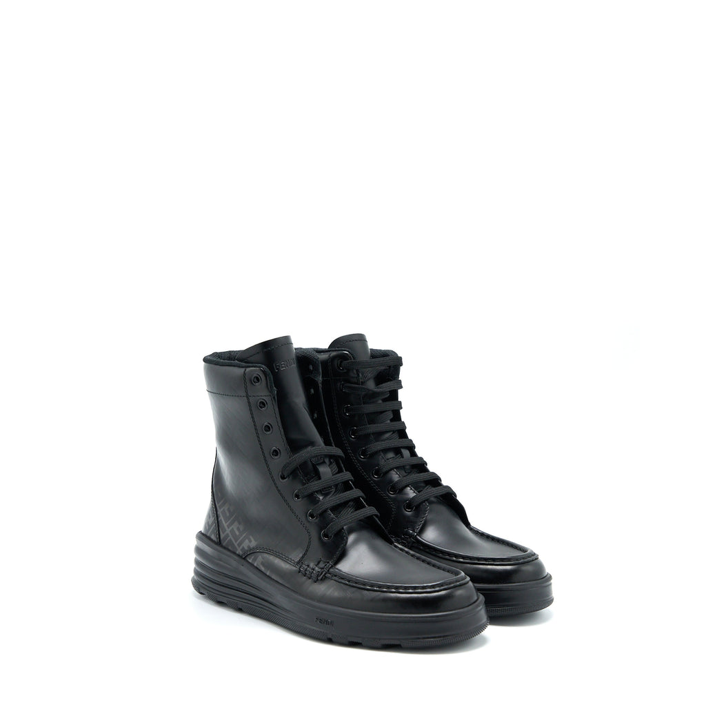 FENDI FF PRINT BOOTS CALFSKIN BLACK