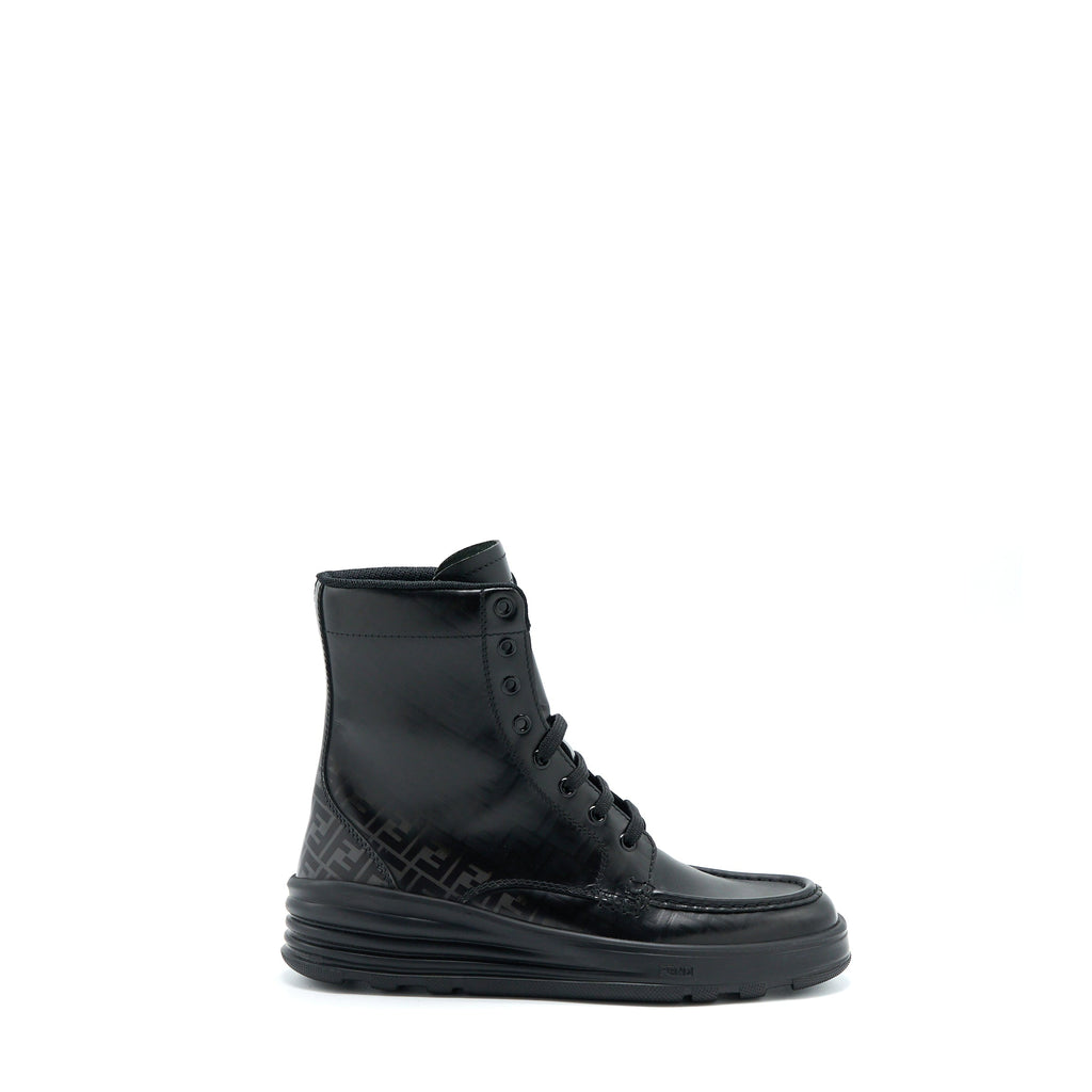 FENDI FF PRINT BOOTS CALFSKIN BLACK