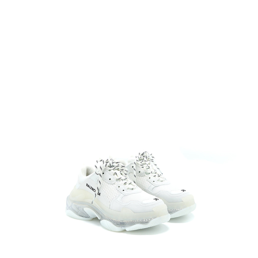 BALENCIAGA TRIPLE S SNEAKERS CLEAR SOLE IN WHITE DOUBLE FOAM/MESH