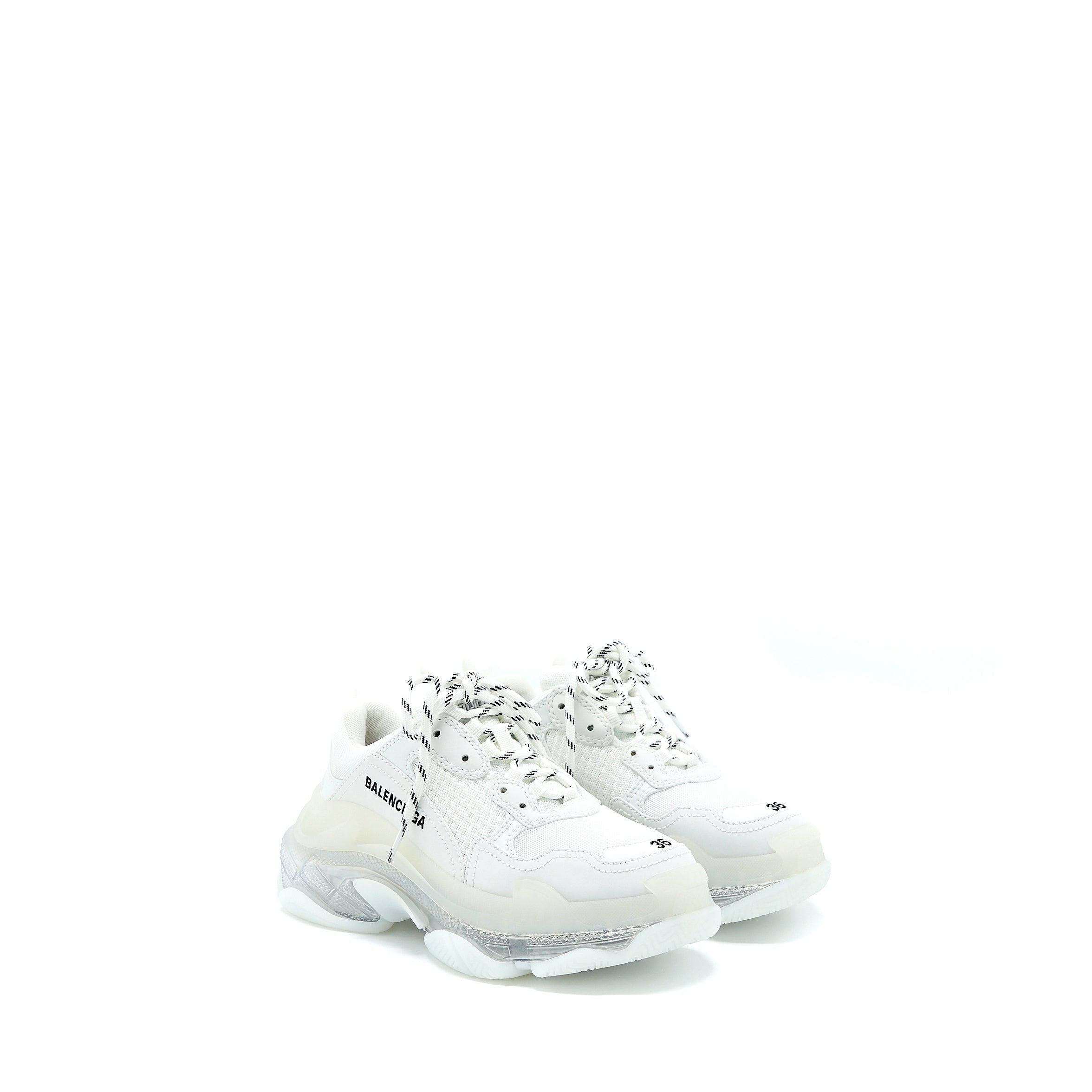 BALENCIAGA TRIPLE S SNEAKERS CLEAR SOLE IN WHITE DOUBLE FOAM/MESH