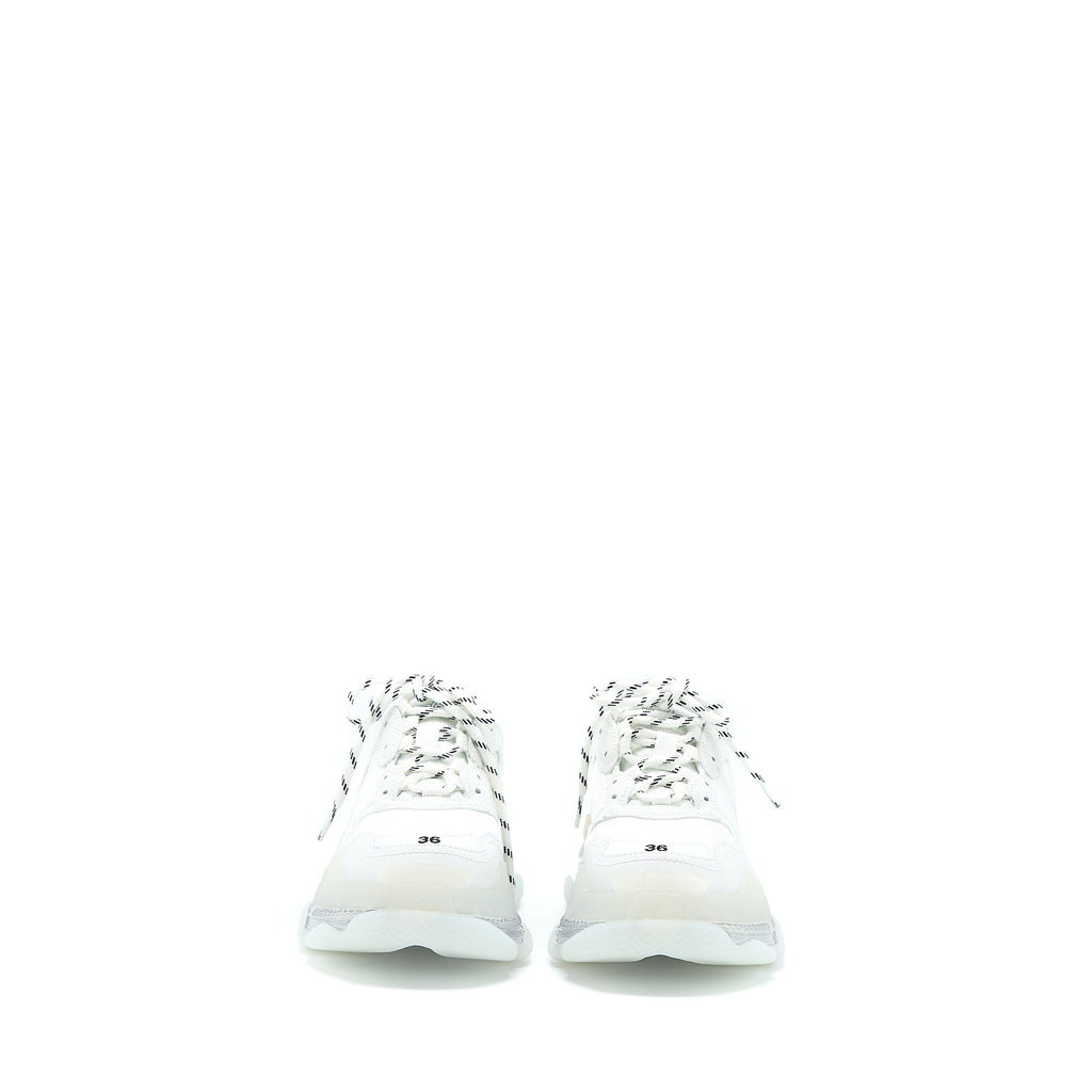 BALENCIAGA TRIPLE S SNEAKERS CLEAR SOLE IN WHITE DOUBLE FOAM/MESH