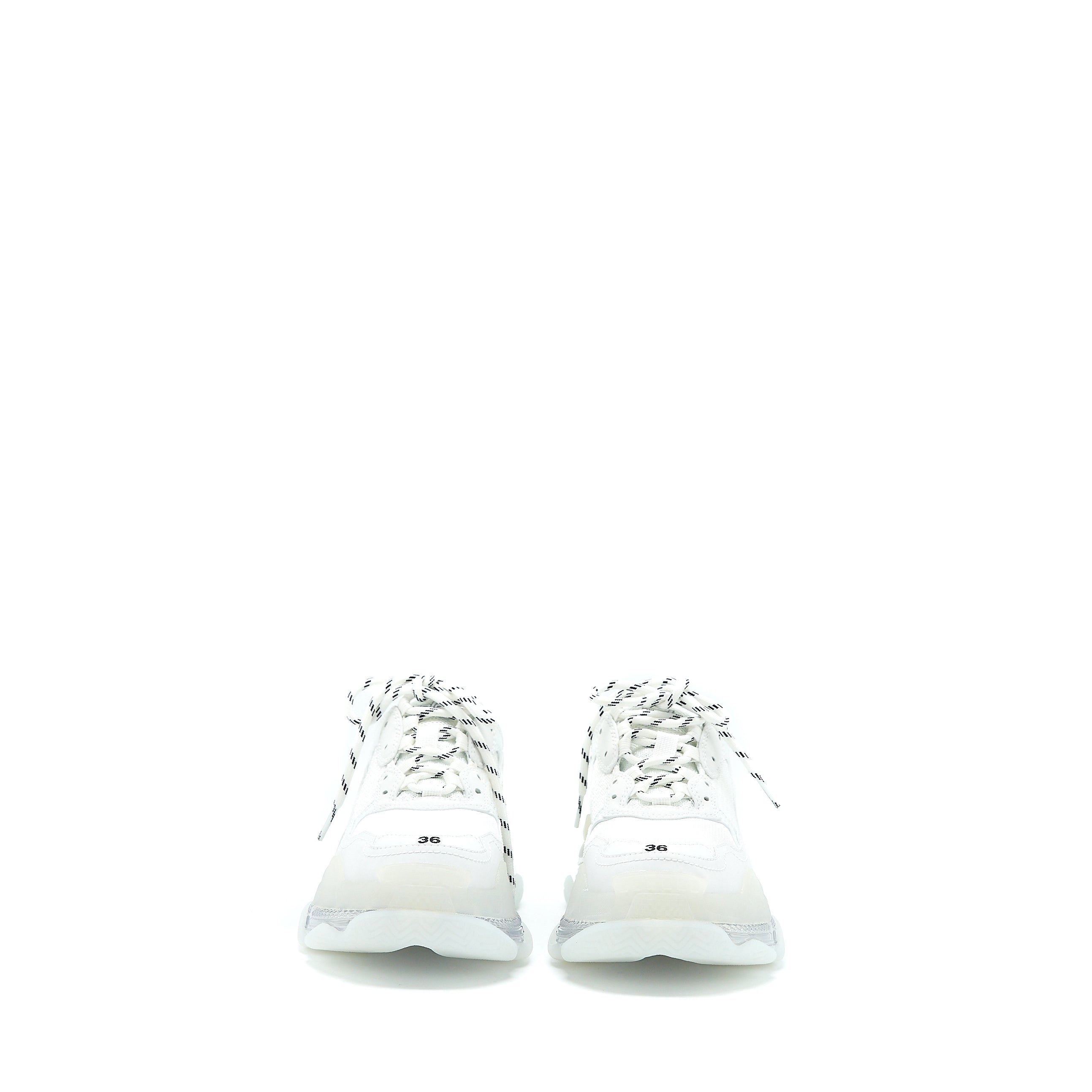 BALENCIAGA TRIPLE S SNEAKERS CLEAR SOLE IN WHITE DOUBLE FOAM/MESH