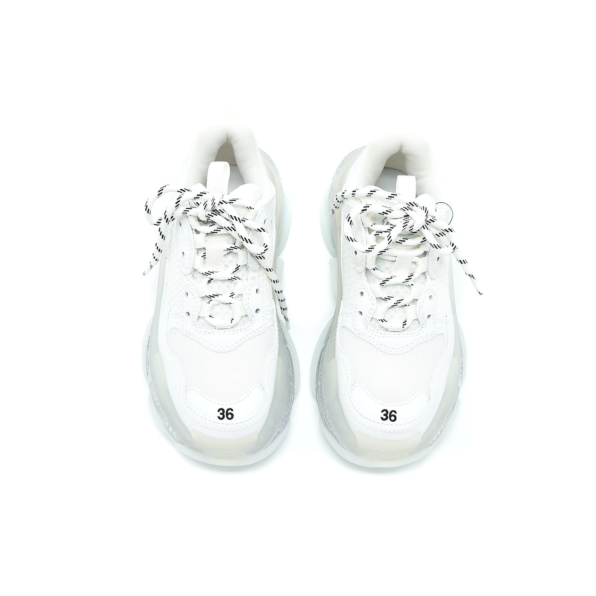 BALENCIAGA TRIPLE S SNEAKERS CLEAR SOLE IN WHITE DOUBLE FOAM/MESH