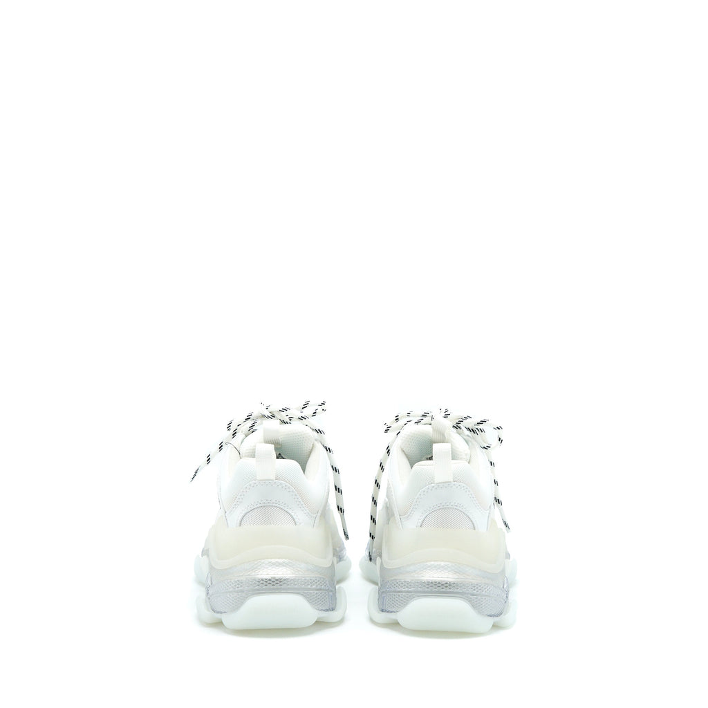 BALENCIAGA TRIPLE S SNEAKERS CLEAR SOLE IN WHITE DOUBLE FOAM/MESH