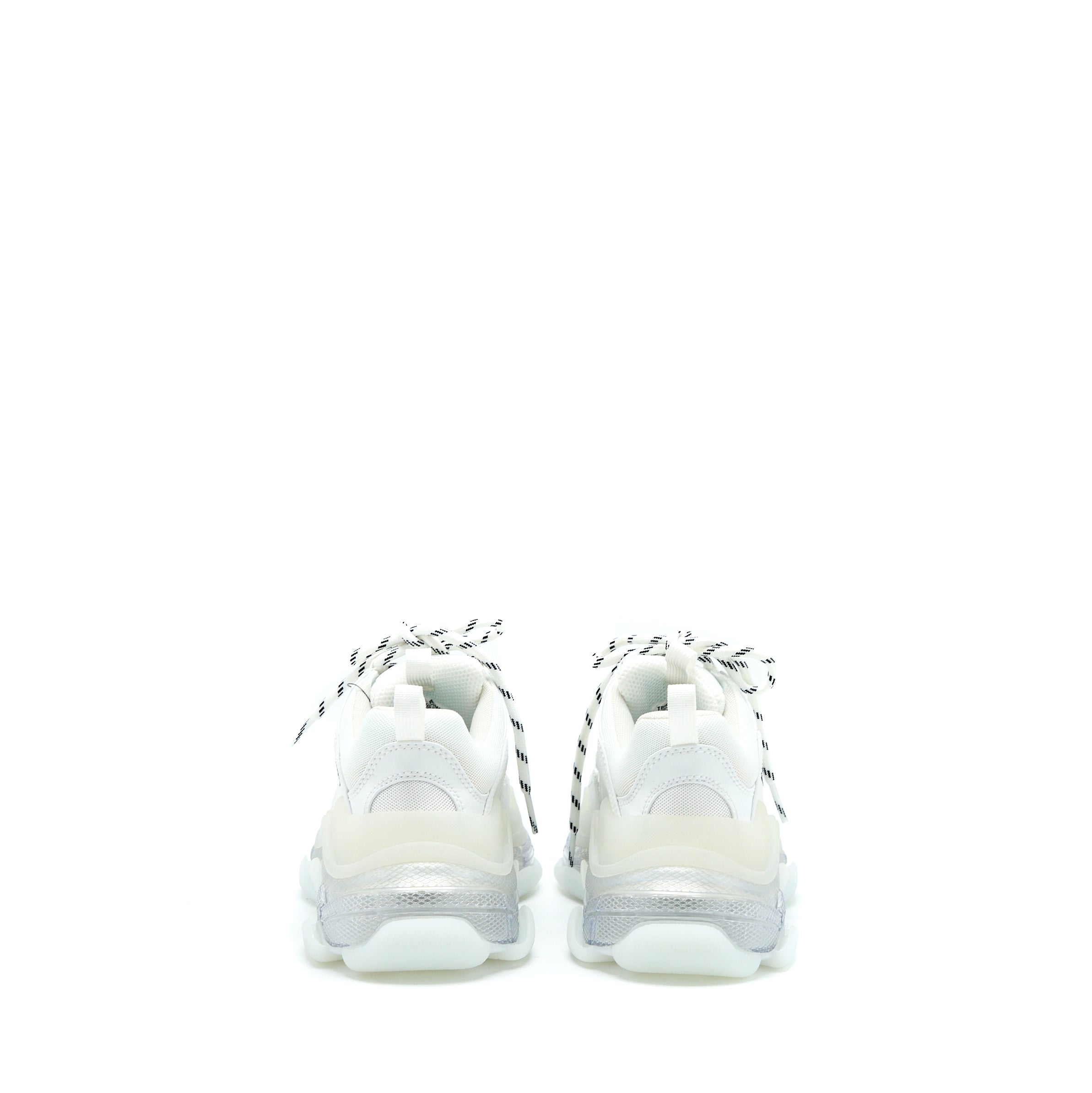 BALENCIAGA TRIPLE S SNEAKERS CLEAR SOLE IN WHITE DOUBLE FOAM/MESH