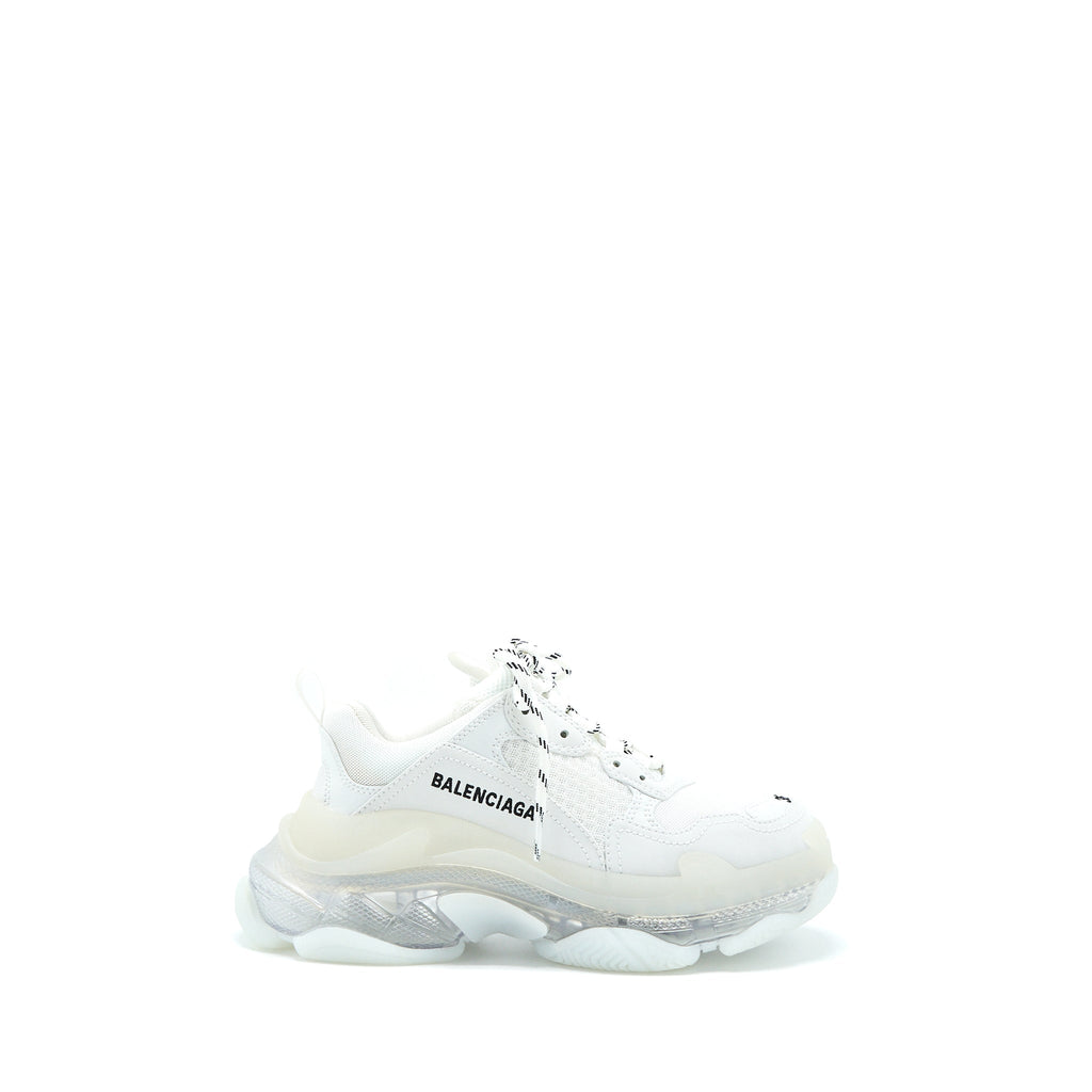 BALENCIAGA TRIPLE S SNEAKERS CLEAR SOLE IN WHITE DOUBLE FOAM/MESH