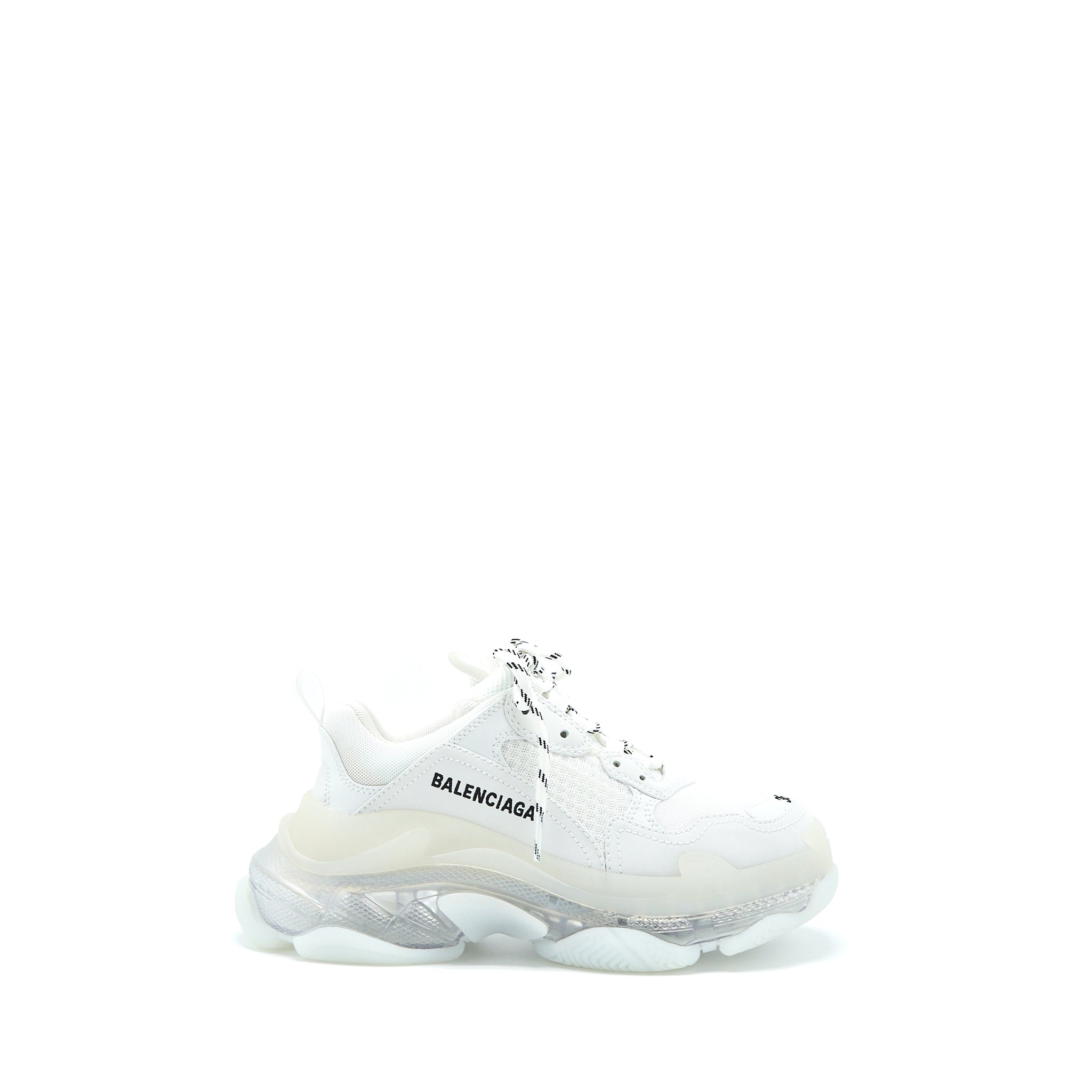BALENCIAGA TRIPLE S SNEAKERS CLEAR SOLE IN WHITE DOUBLE FOAM/MESH
