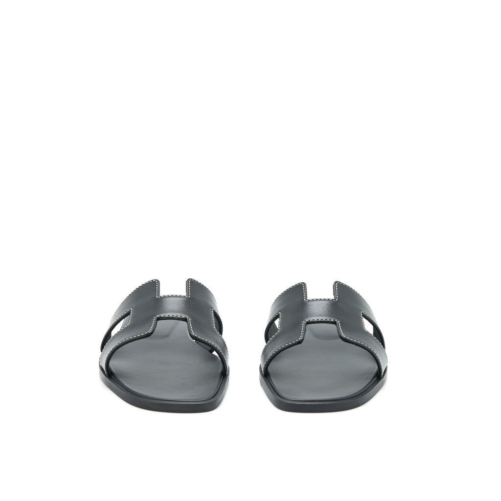 HERMES ORAN SANDAL BOX BLACK