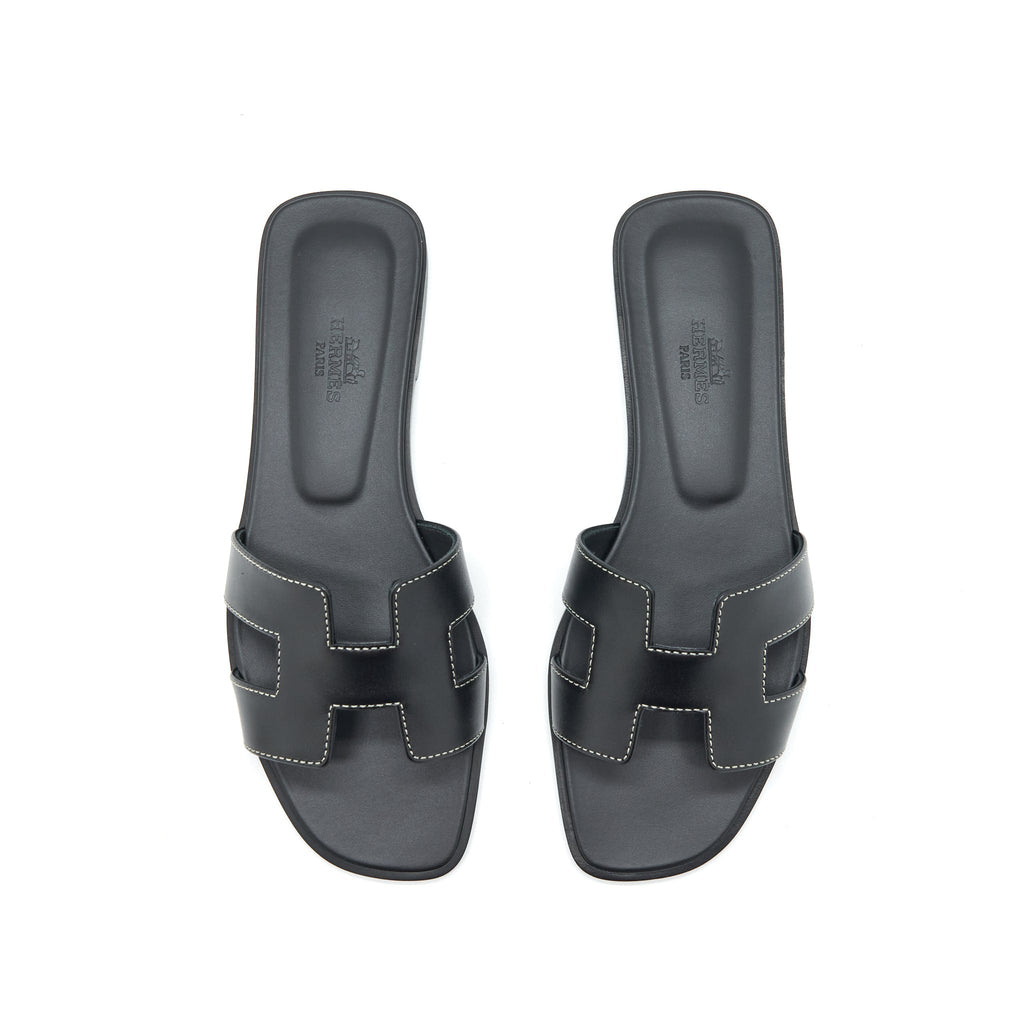 HERMES ORAN SANDAL BOX BLACK