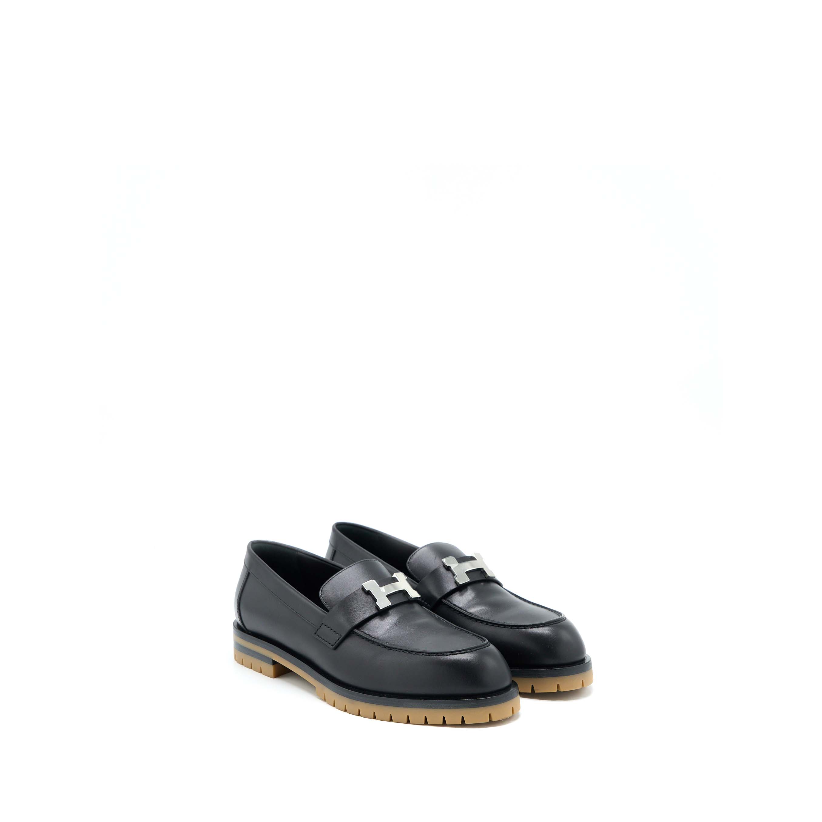 HERMES MOCASSINS FAUBOURG CALFSKIN BLACK SHW