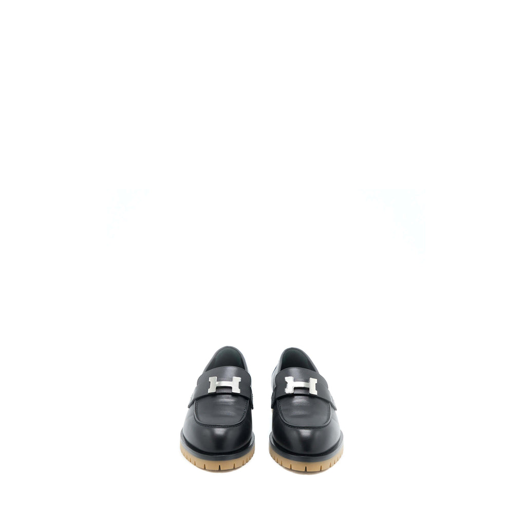 HERMES MOCASSINS FAUBOURG CALFSKIN BLACK SHW