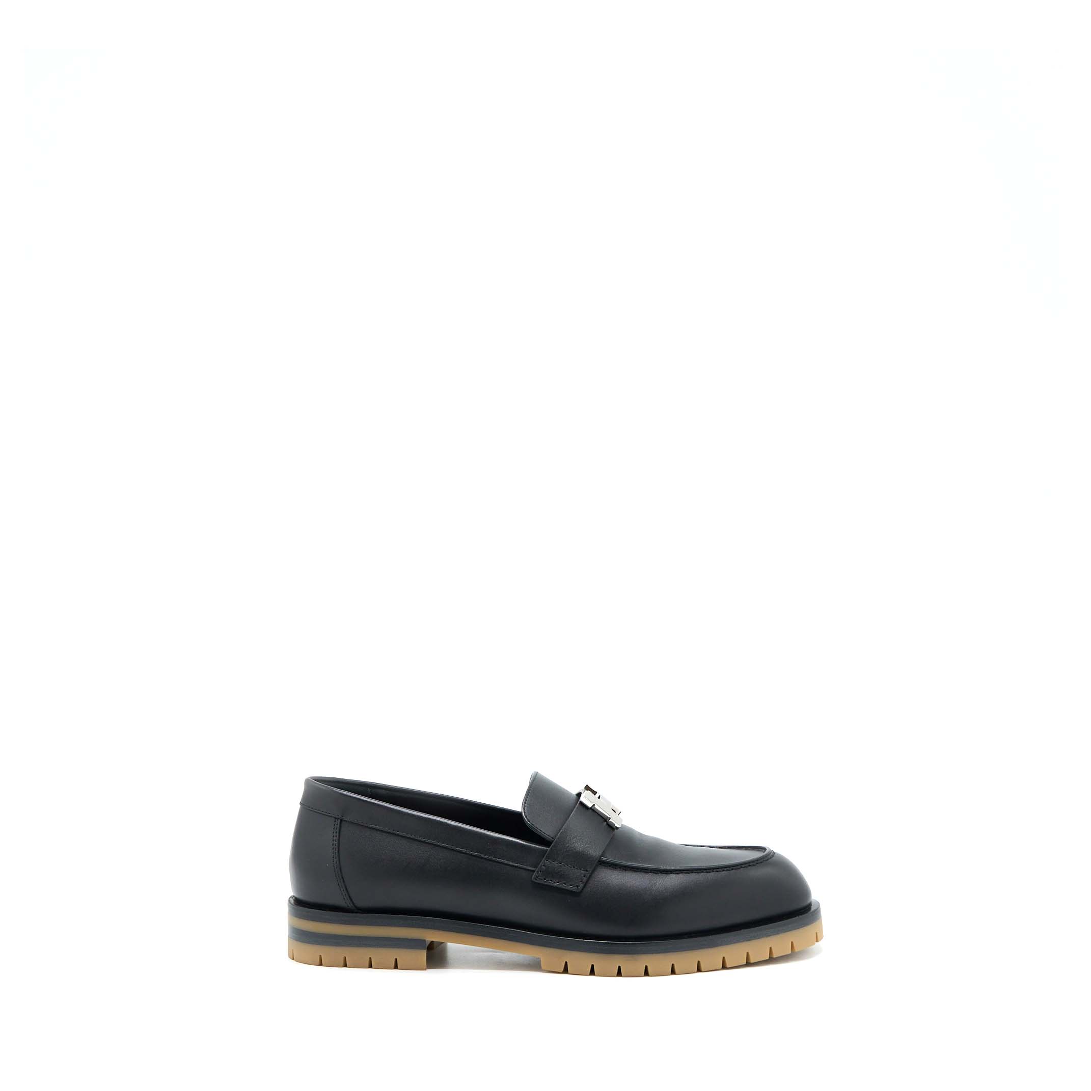 HERMES MOCASSINS FAUBOURG CALFSKIN BLACK SHW